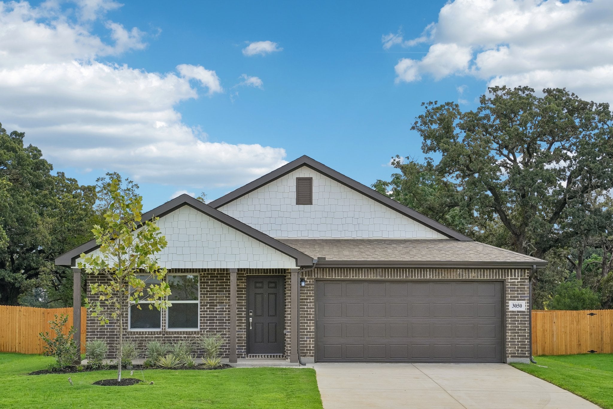 A house with a garage.