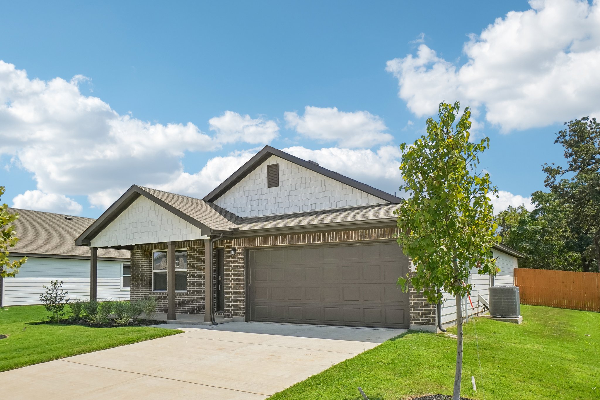 A house with a garage.