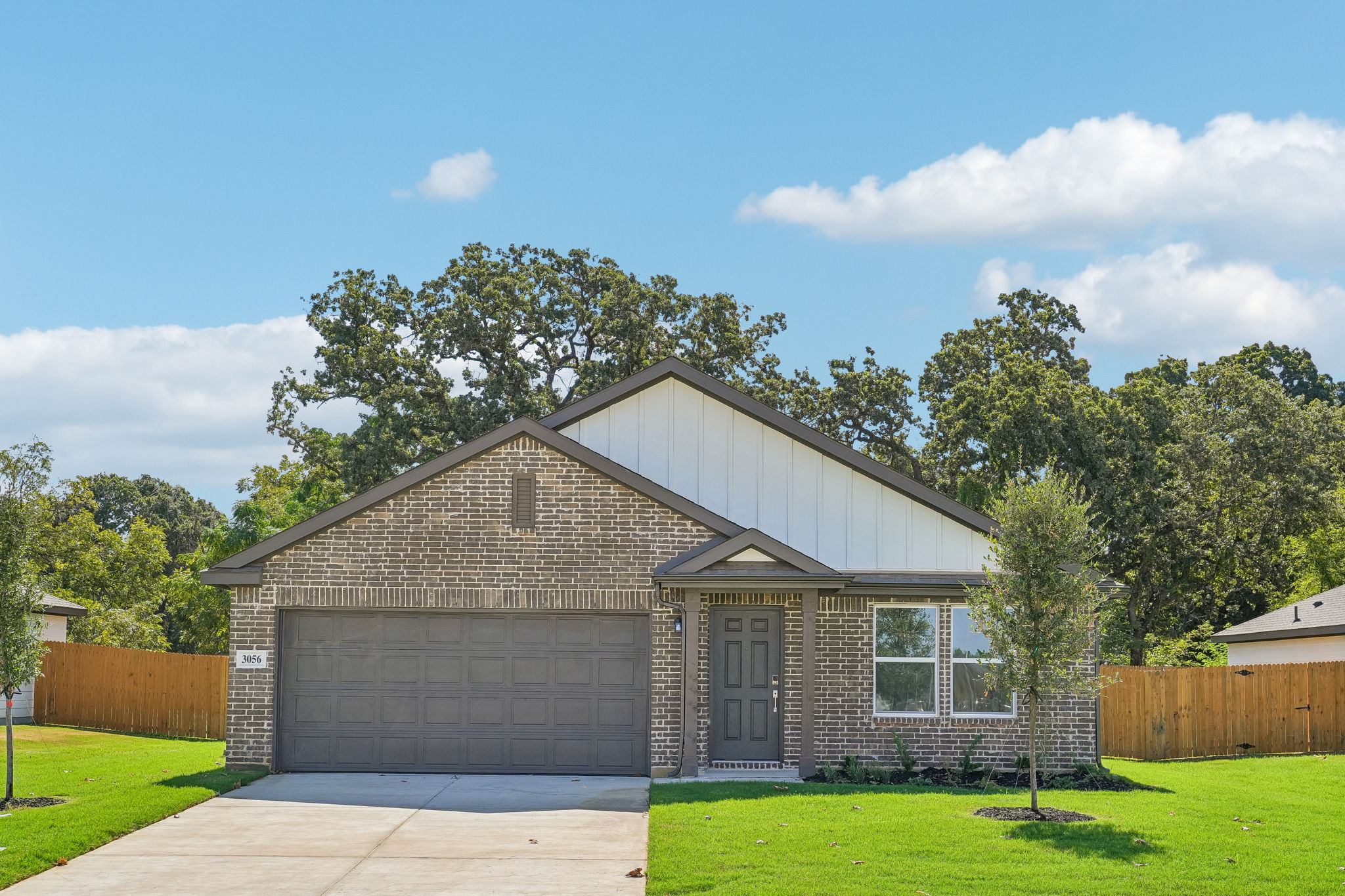 A house with a garage.