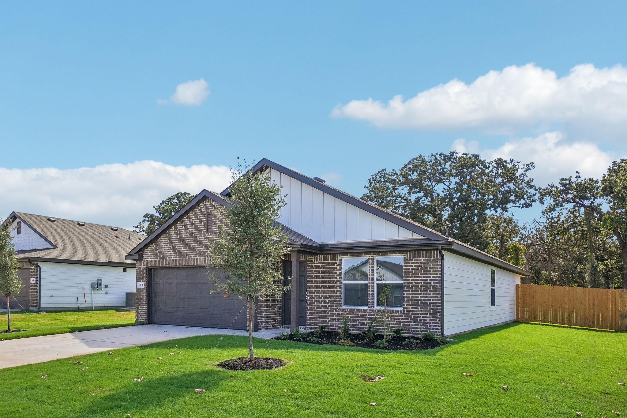 A house with a garage.