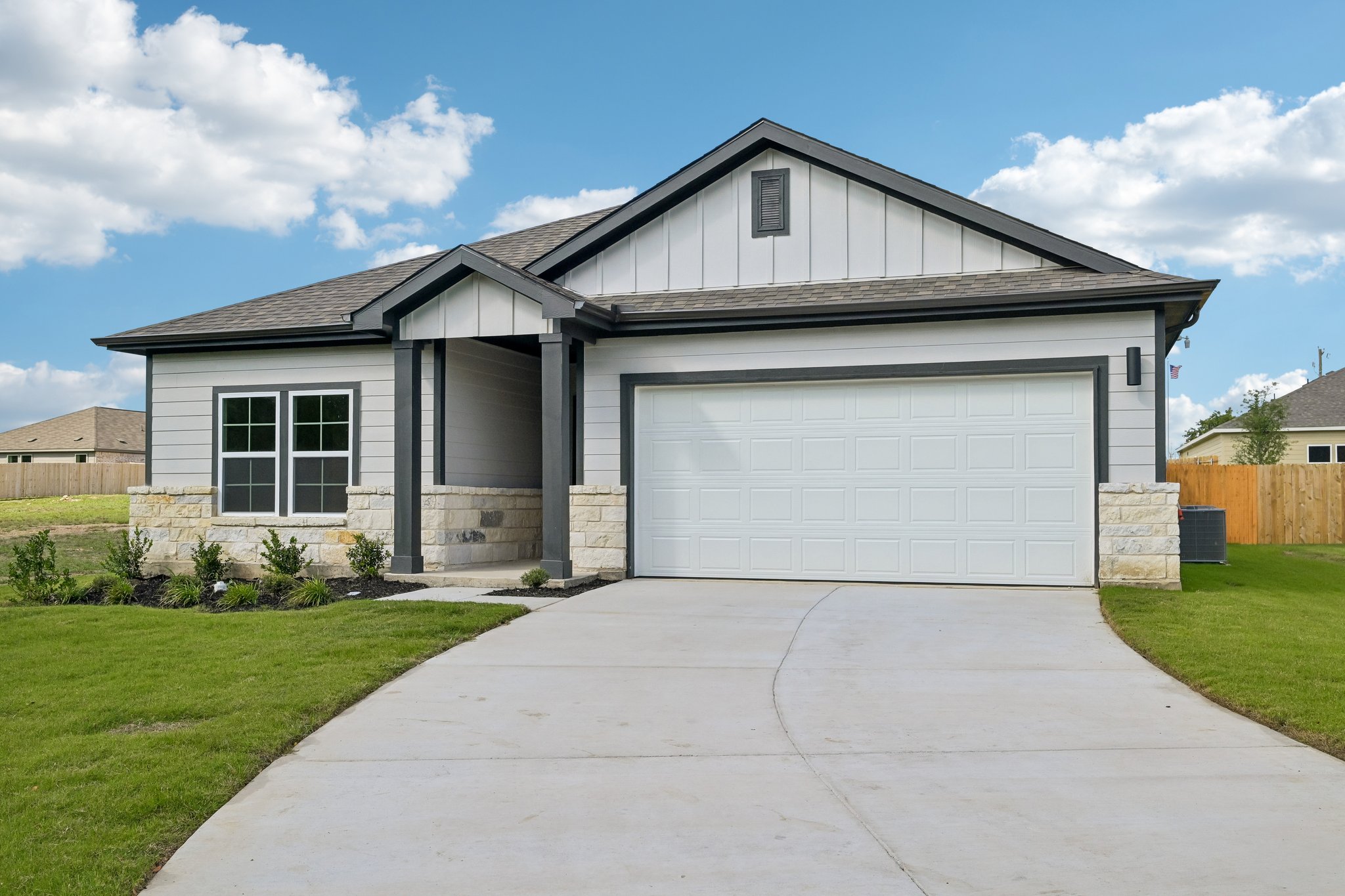 A house with a garage.