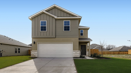 A house with a garage.