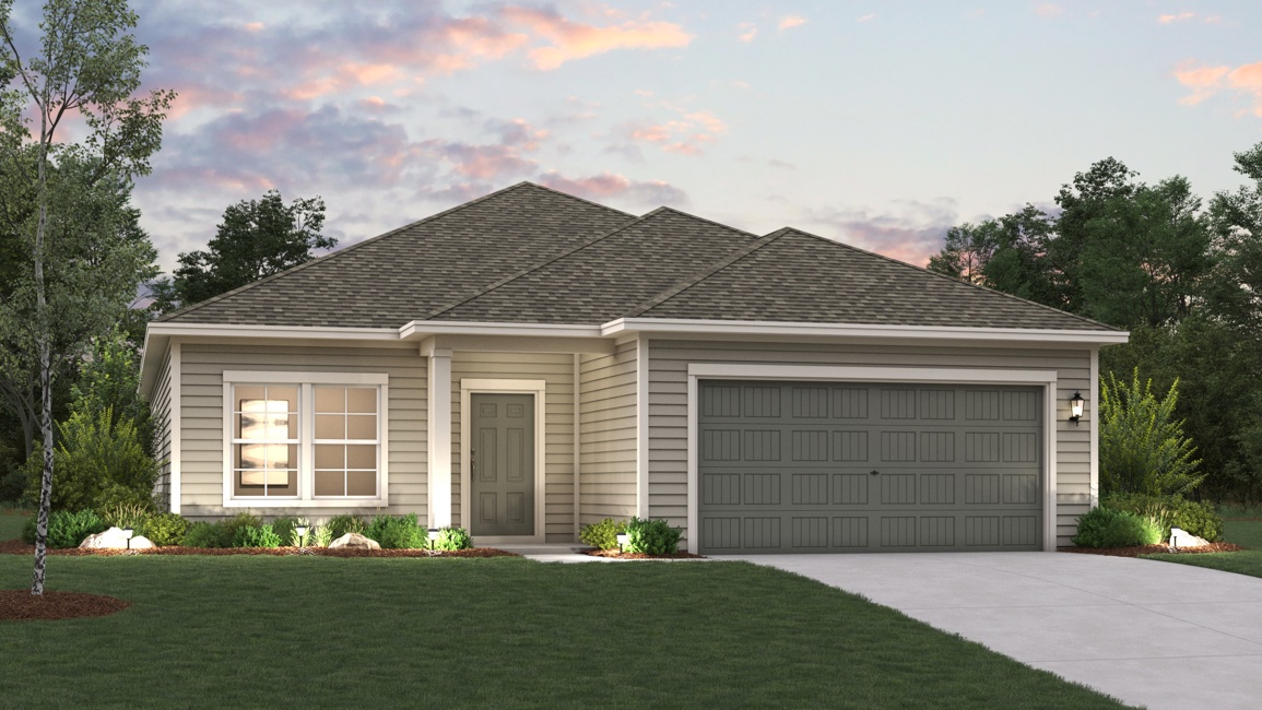 A house with a garage.