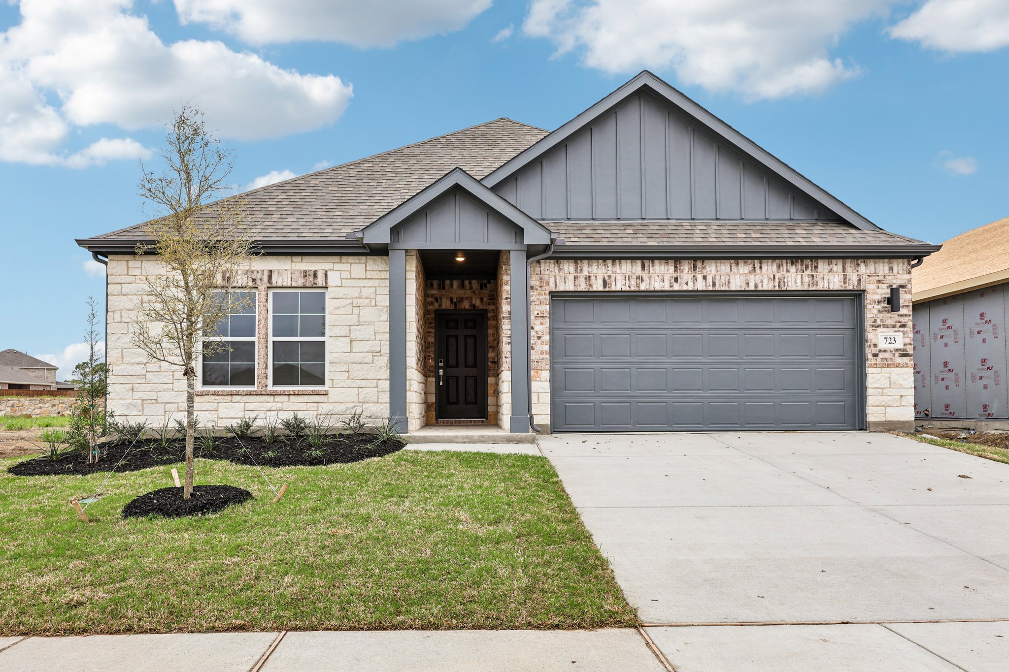 A house with a garage.