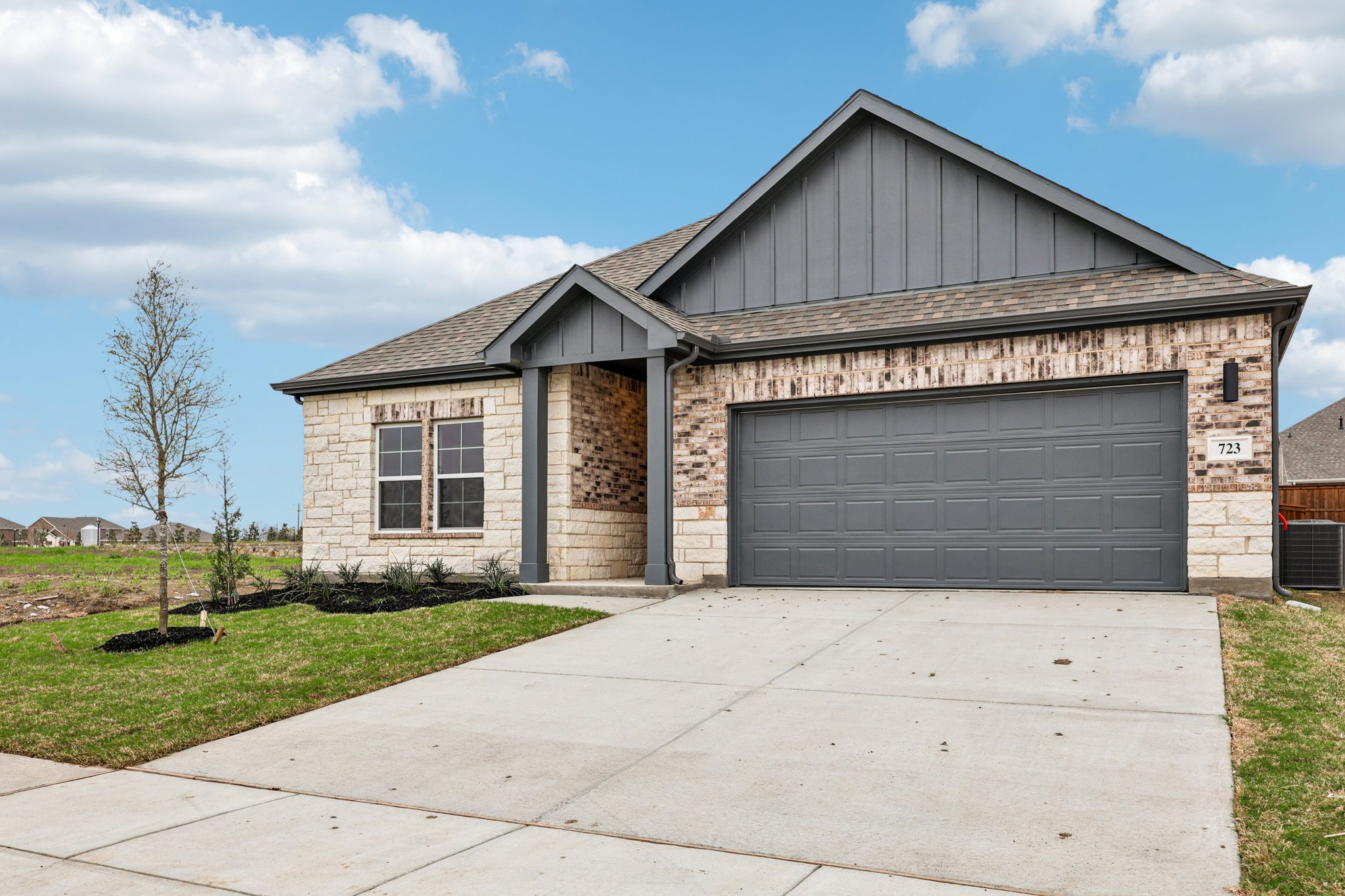A house with a garage.