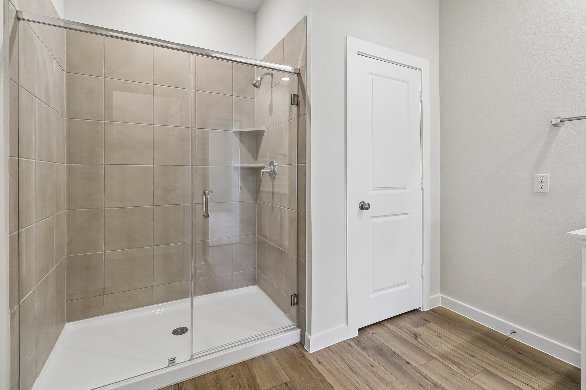 A shower in a room.