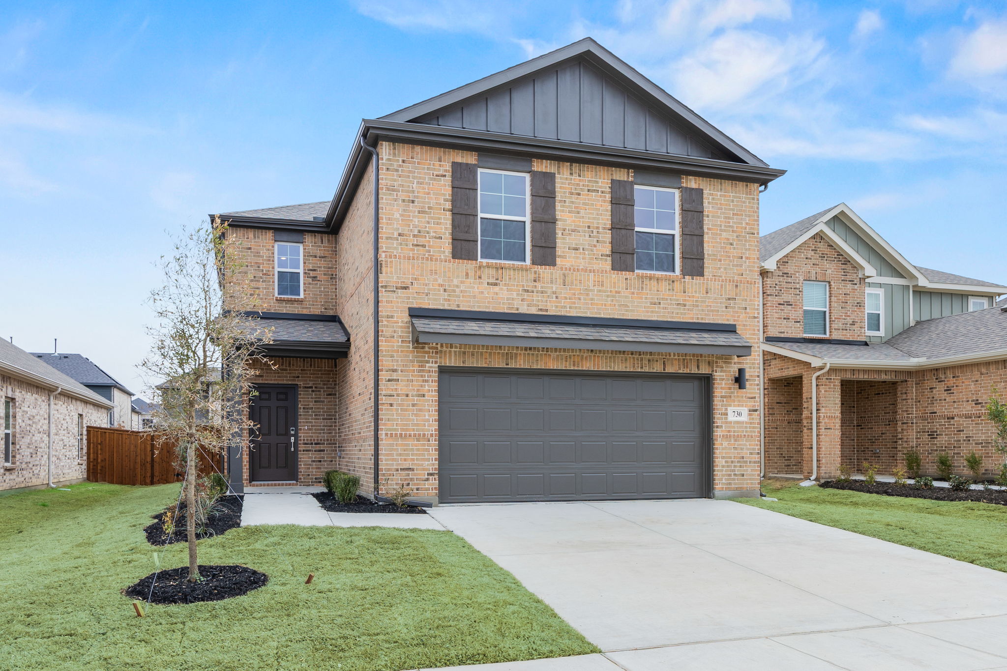 A house with a garage.