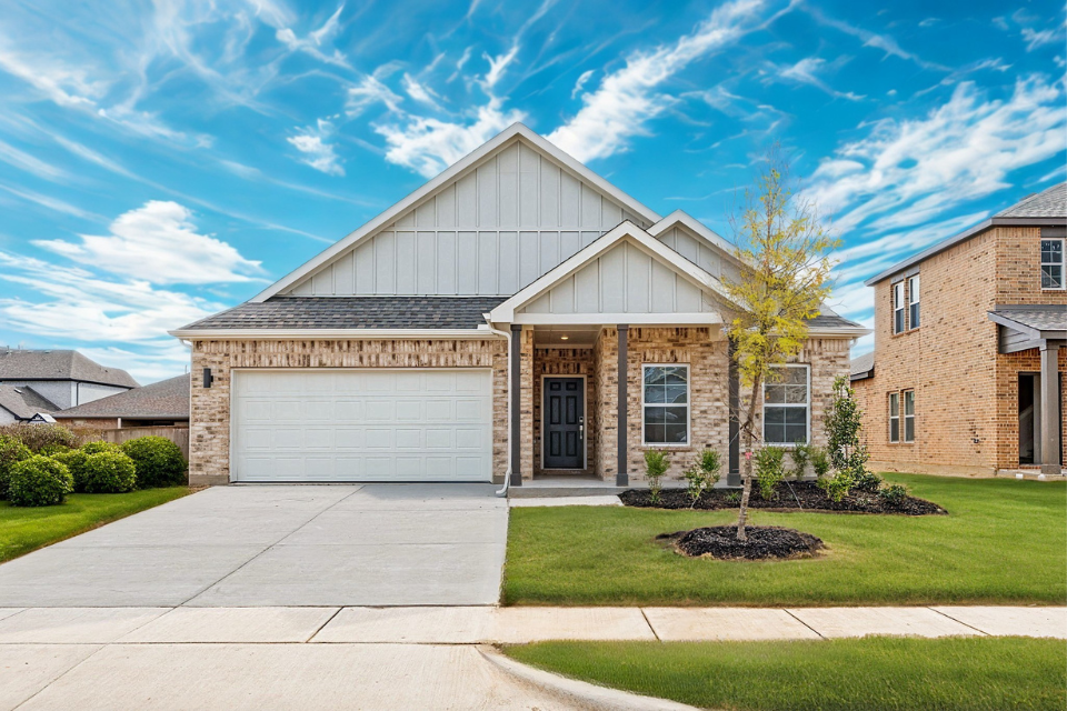 A house with a garage.