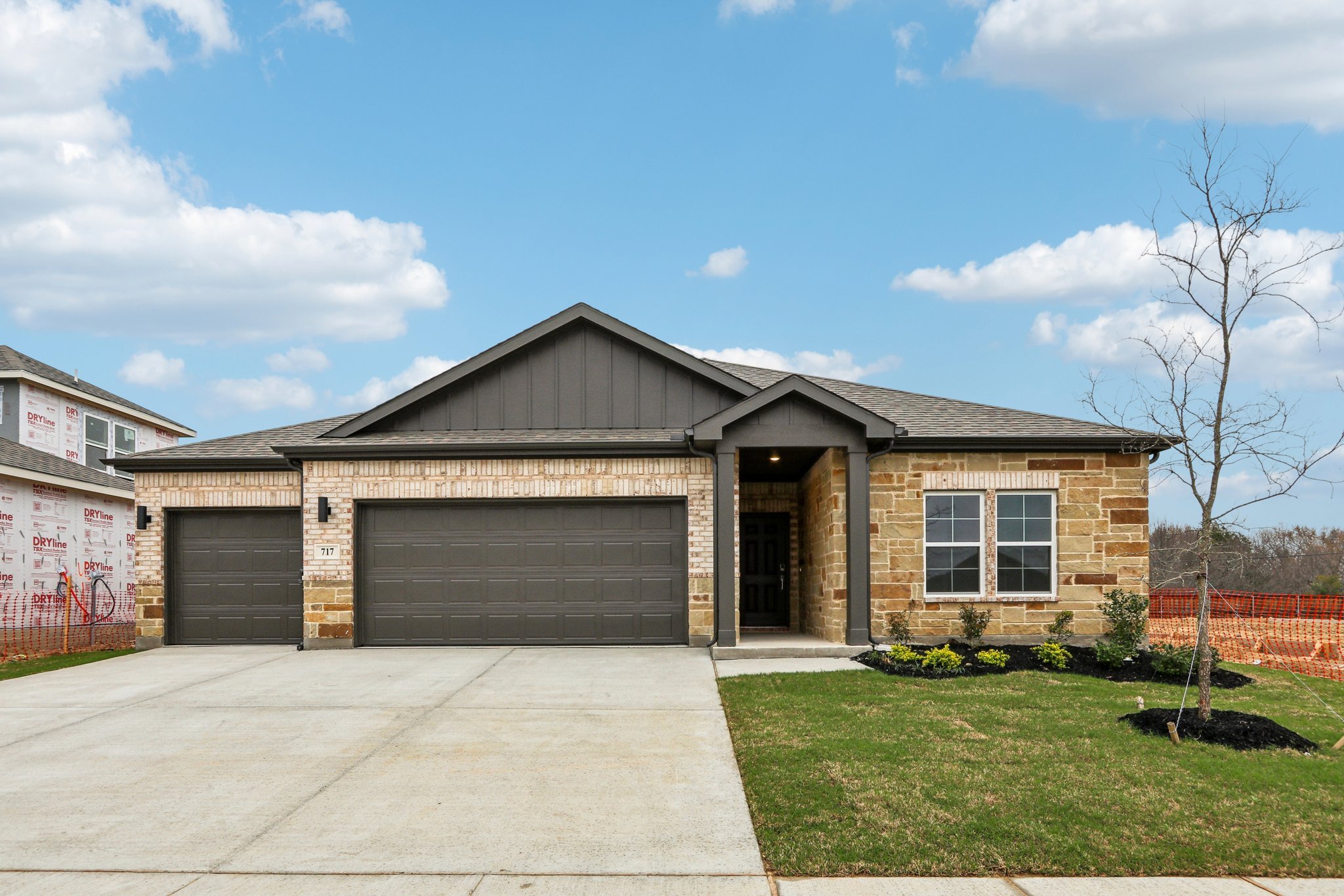 A house with a garage.