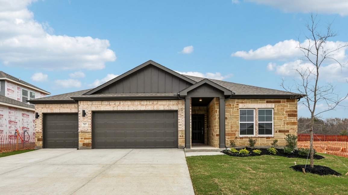 A house with a garage.