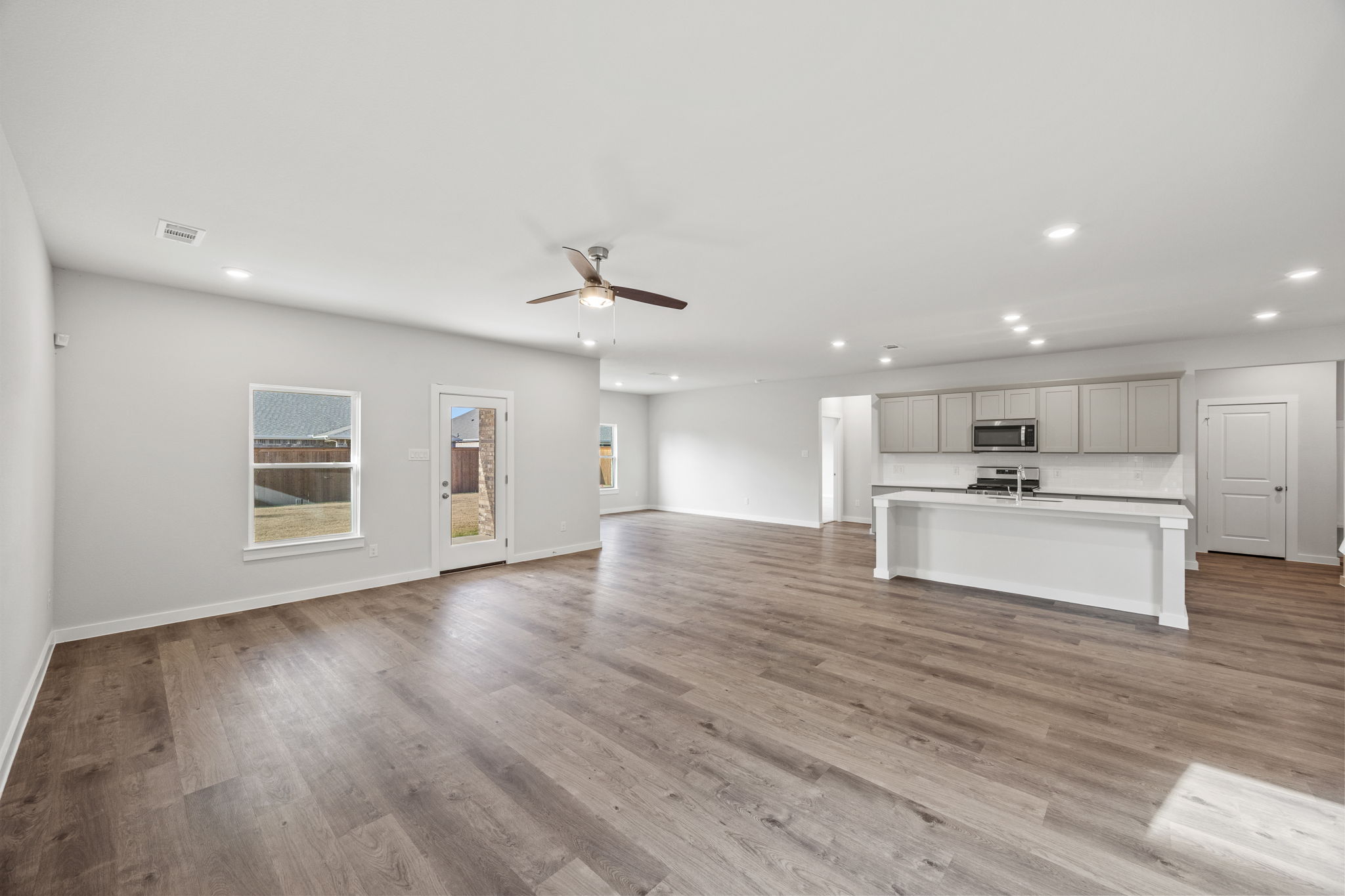 A large empty living room.