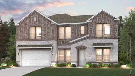 A large house with a garage.