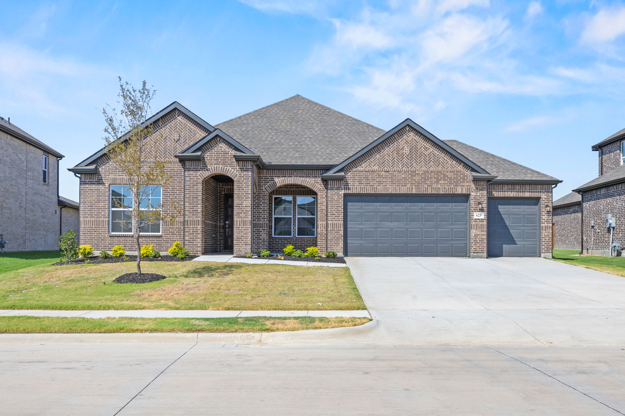 A house with a garage.
