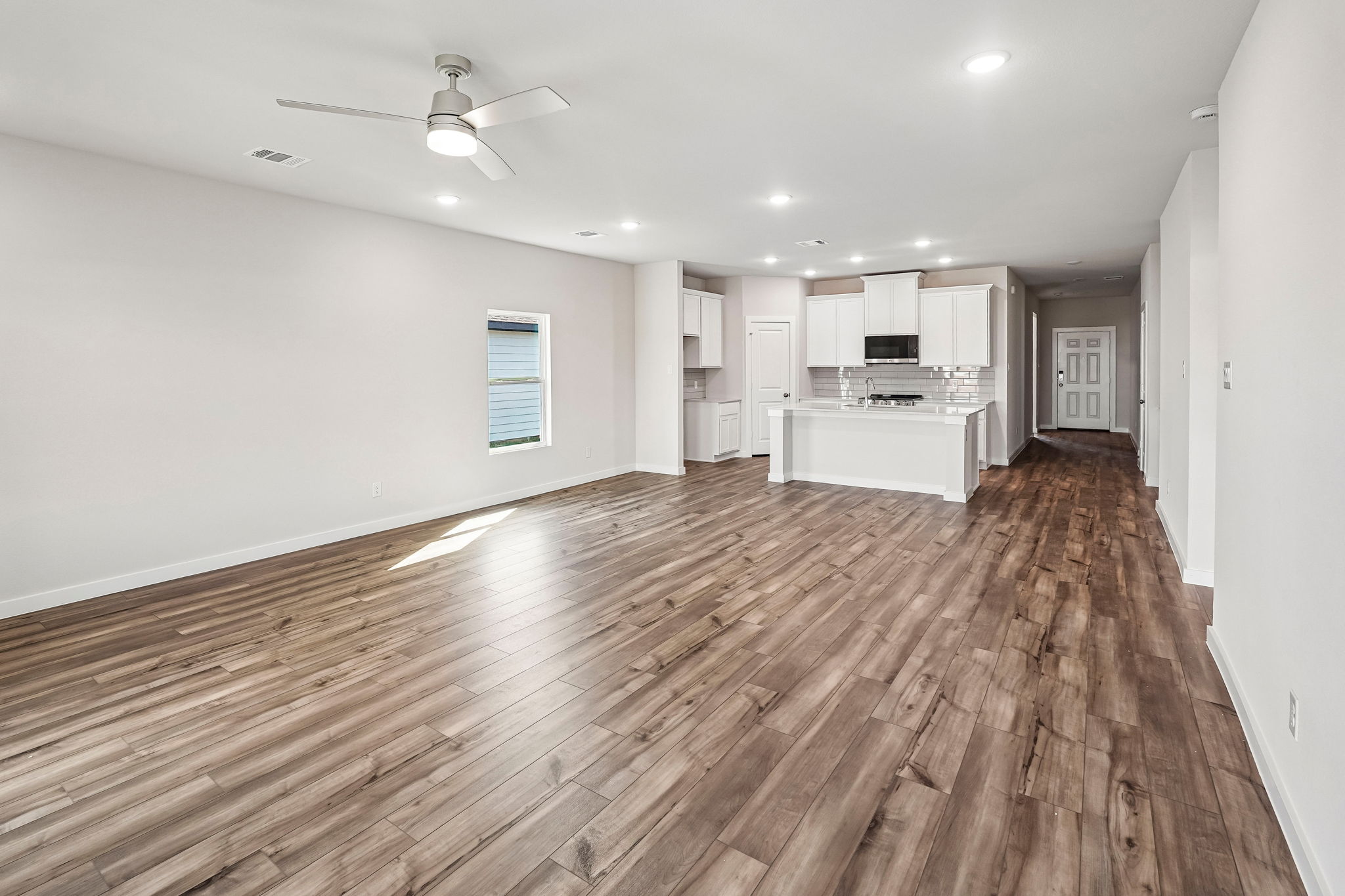 A large empty living room.