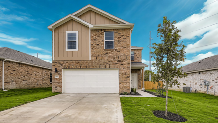 A house with a garage.