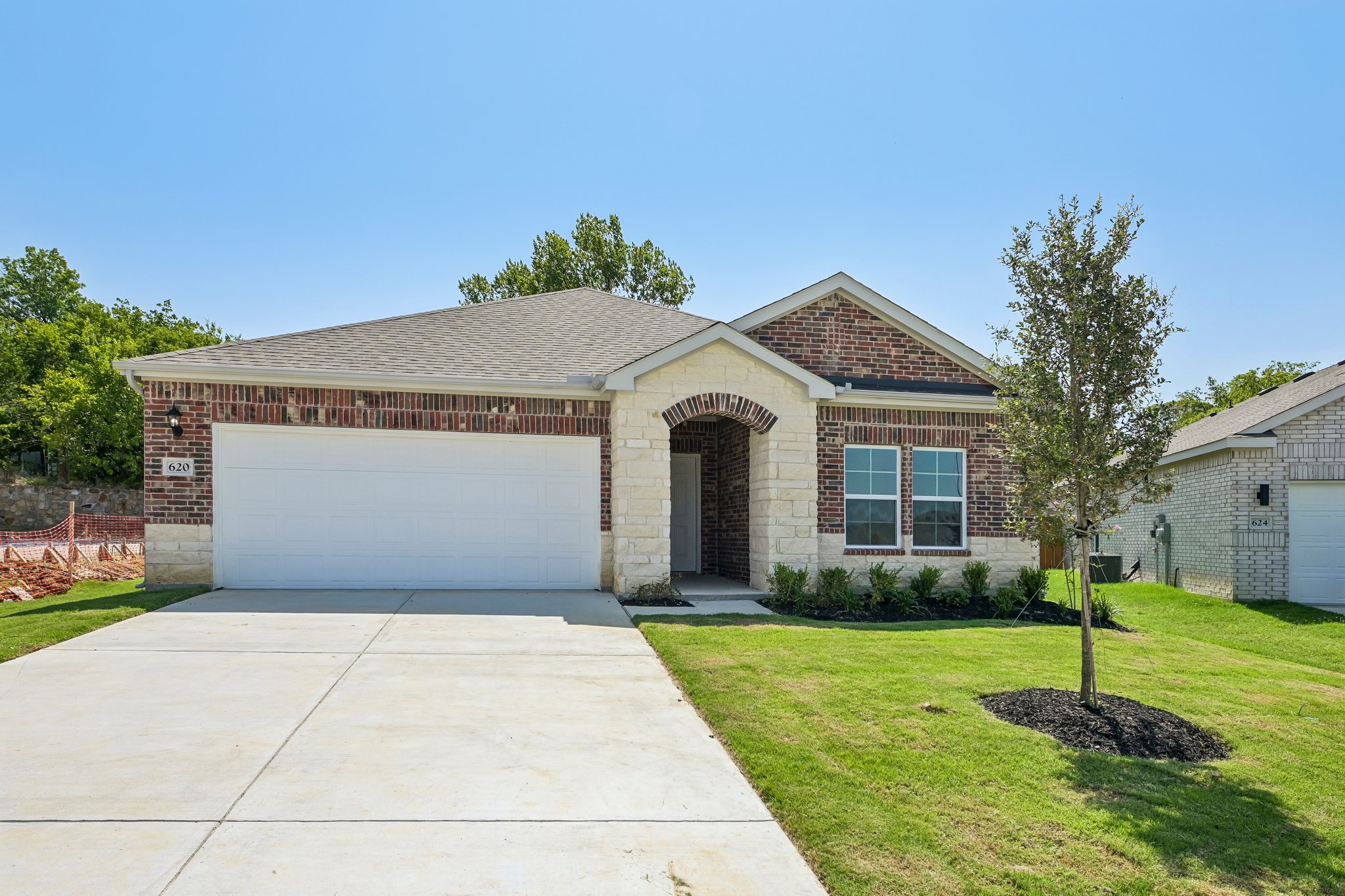 A house with a driveway.
