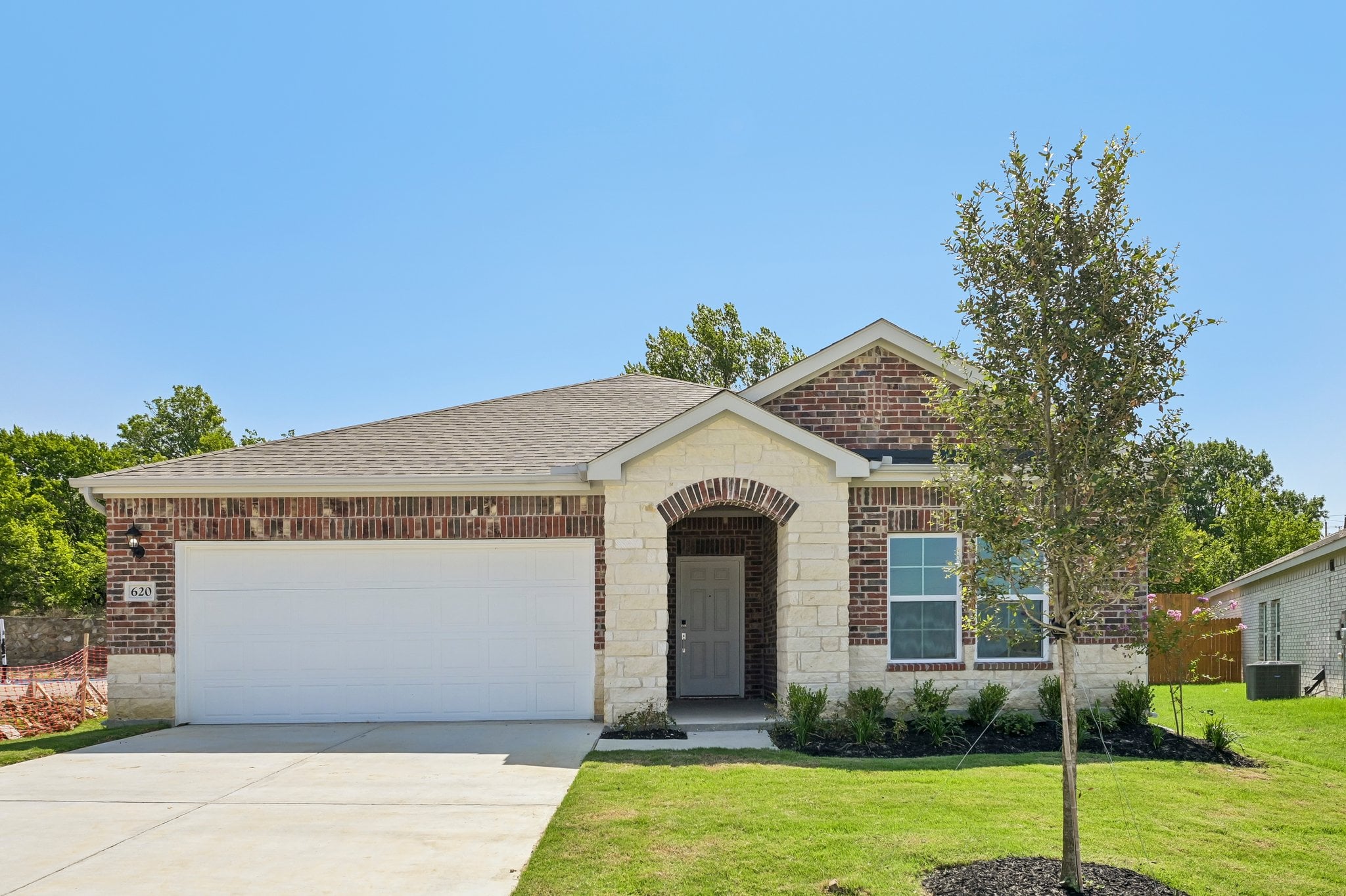 A house with a garage.