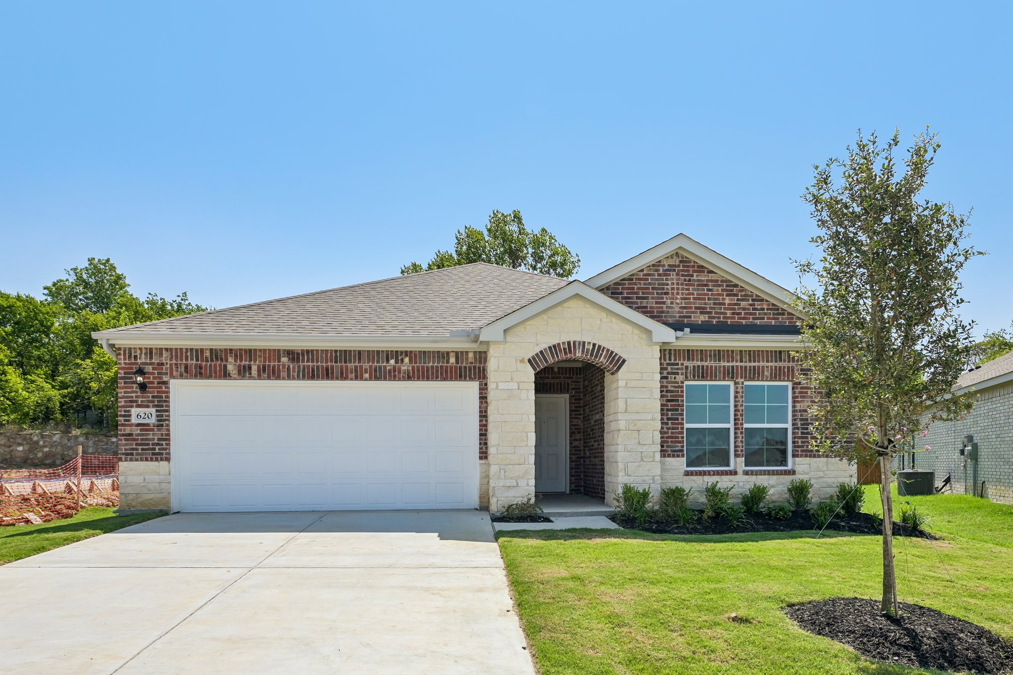 A house with a garage.