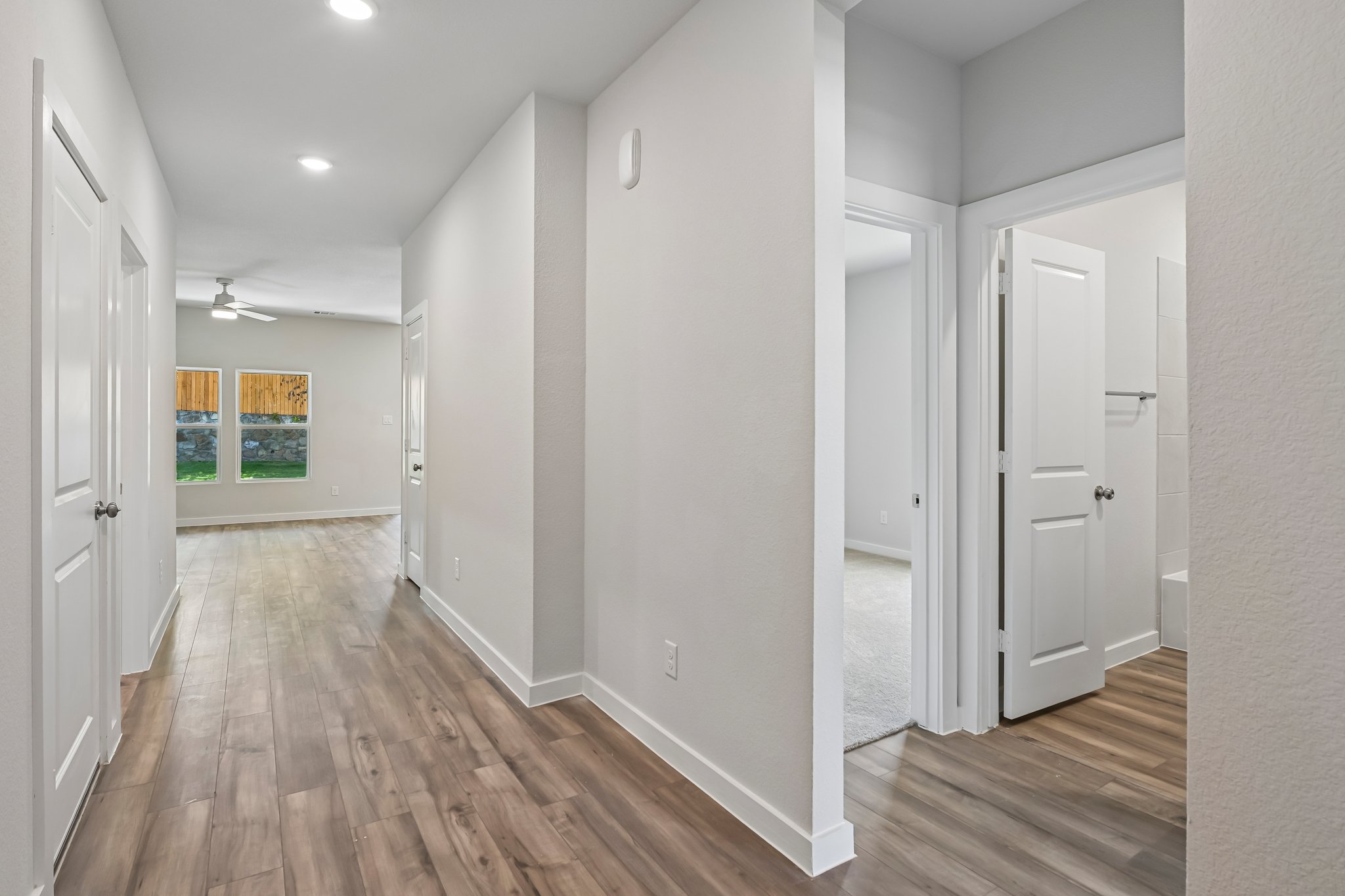 A room with white doors.