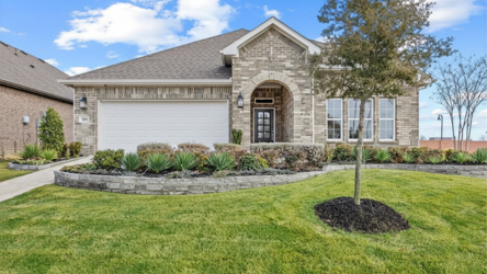 A house with a large front yard.