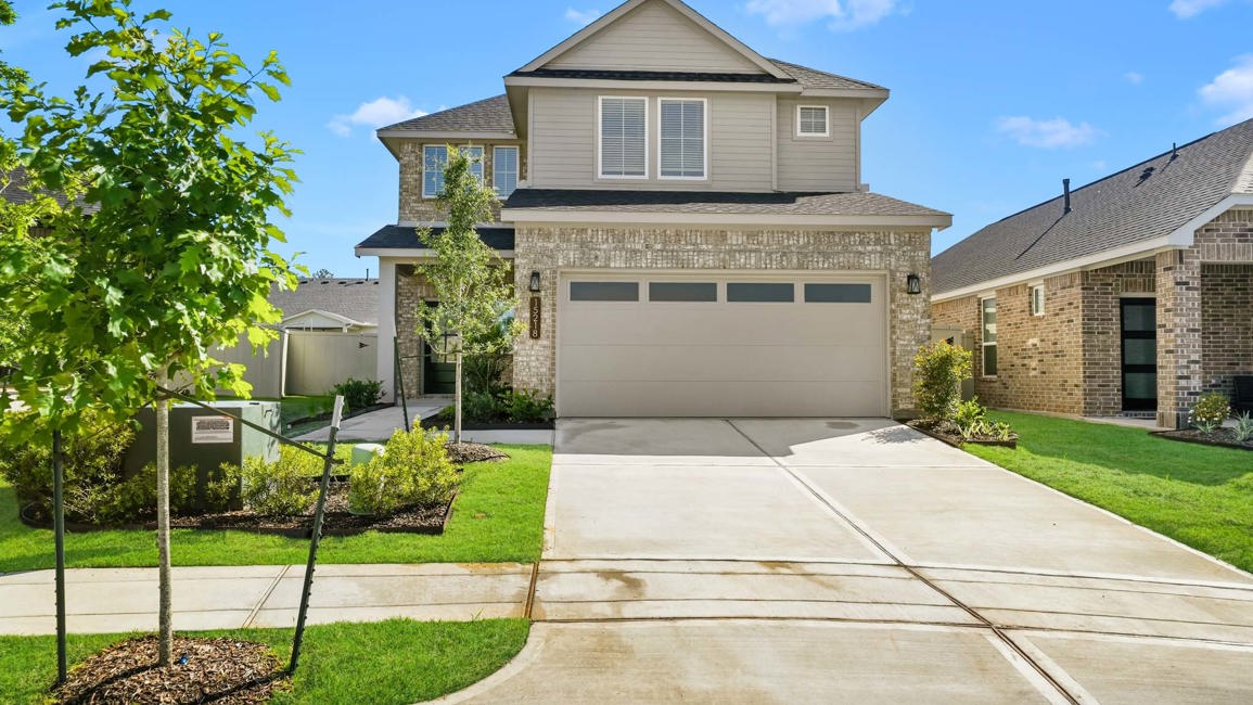 A building with a driveway.
