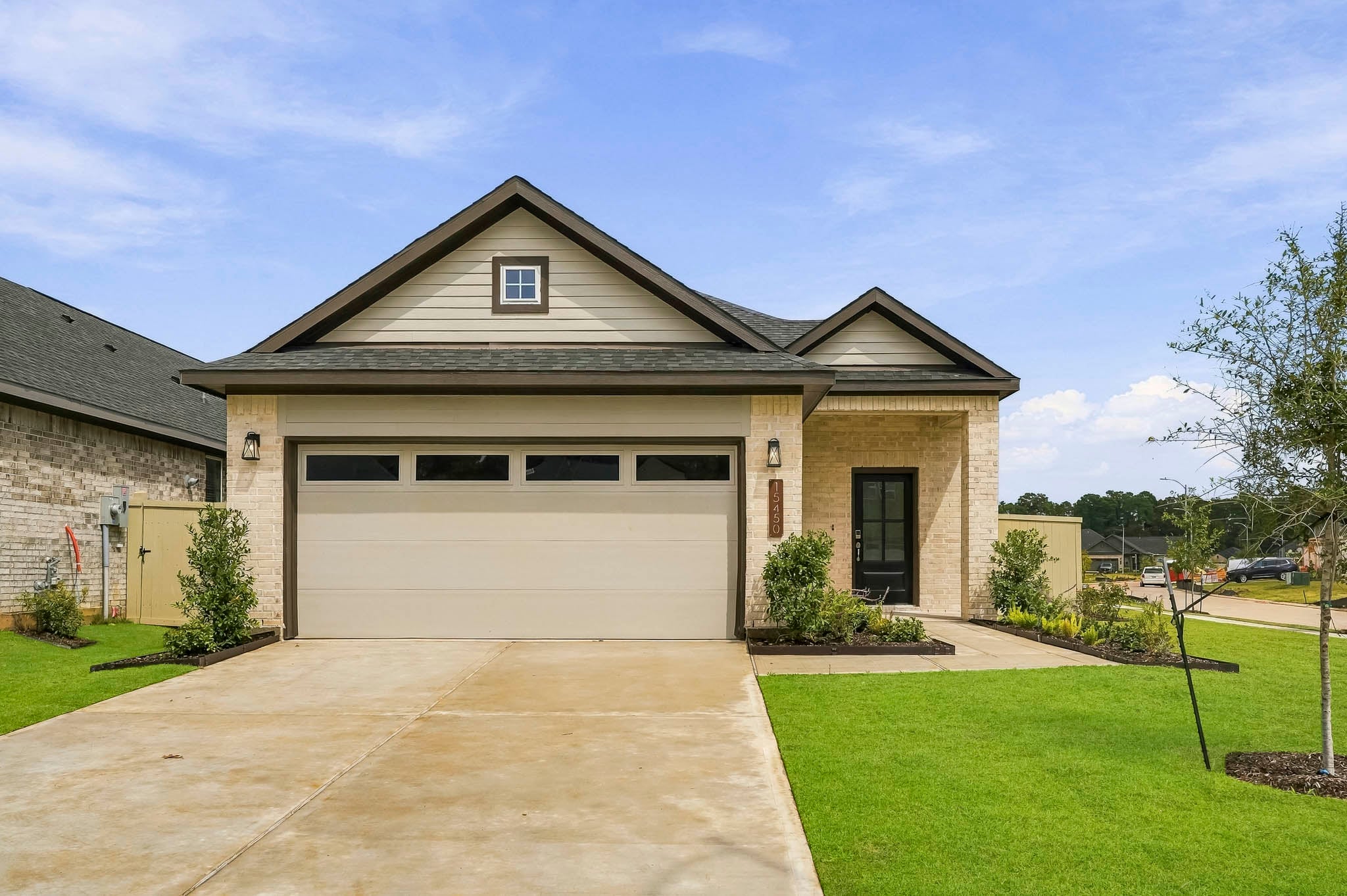 A house with a garage.