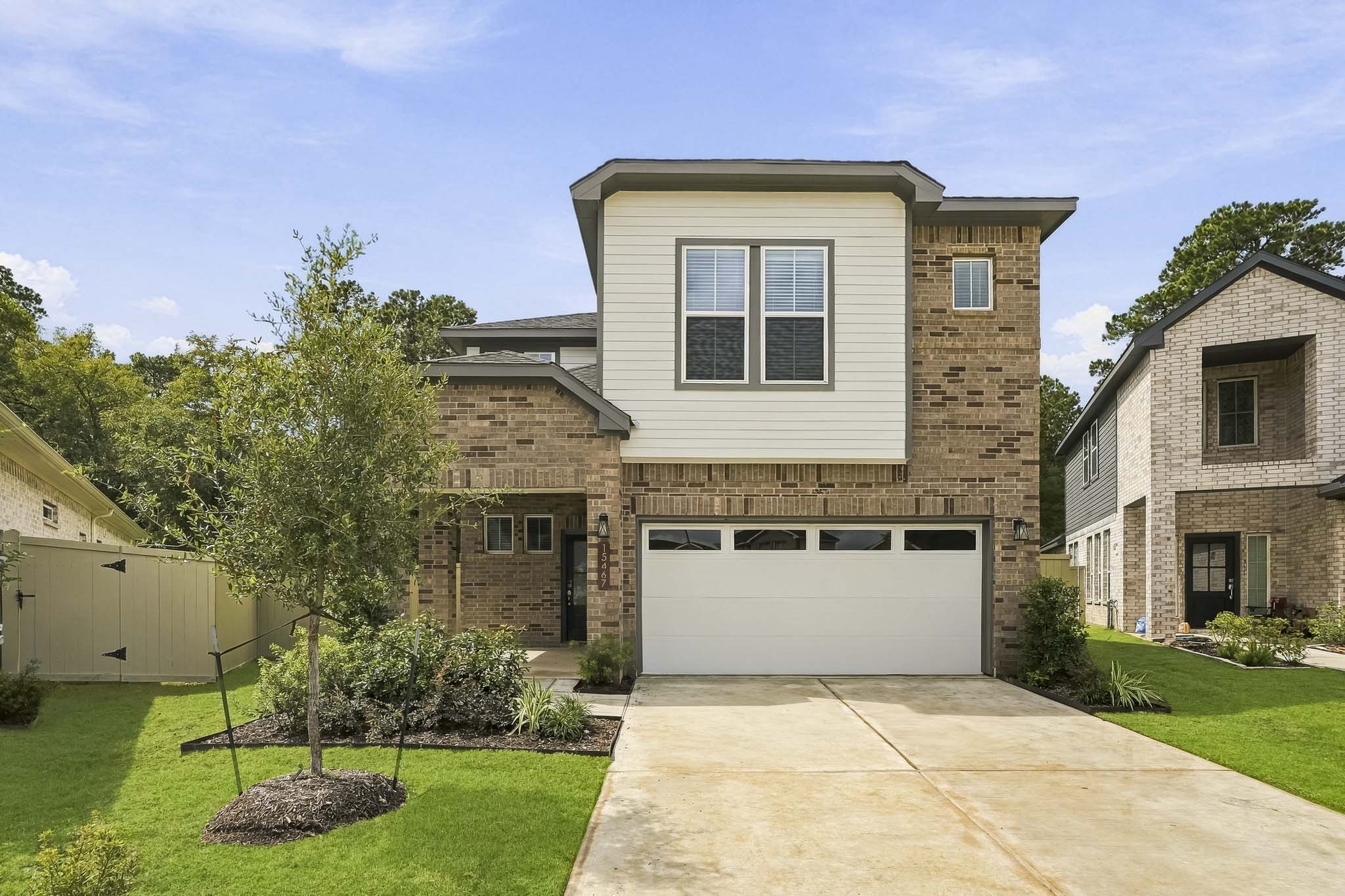 A house with a garage.