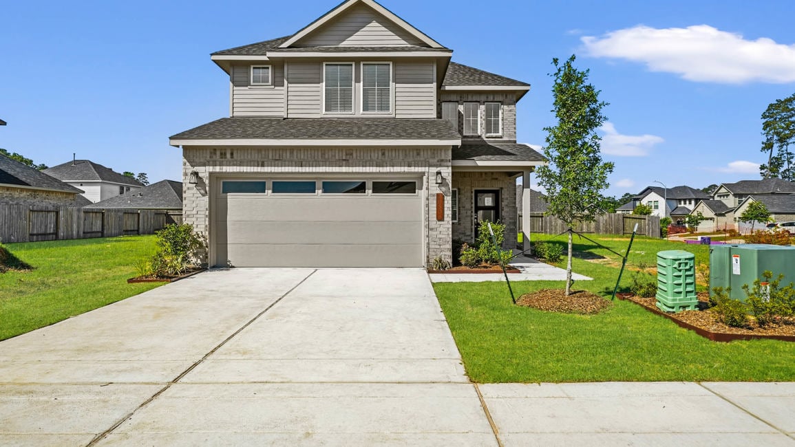 A house with a driveway.