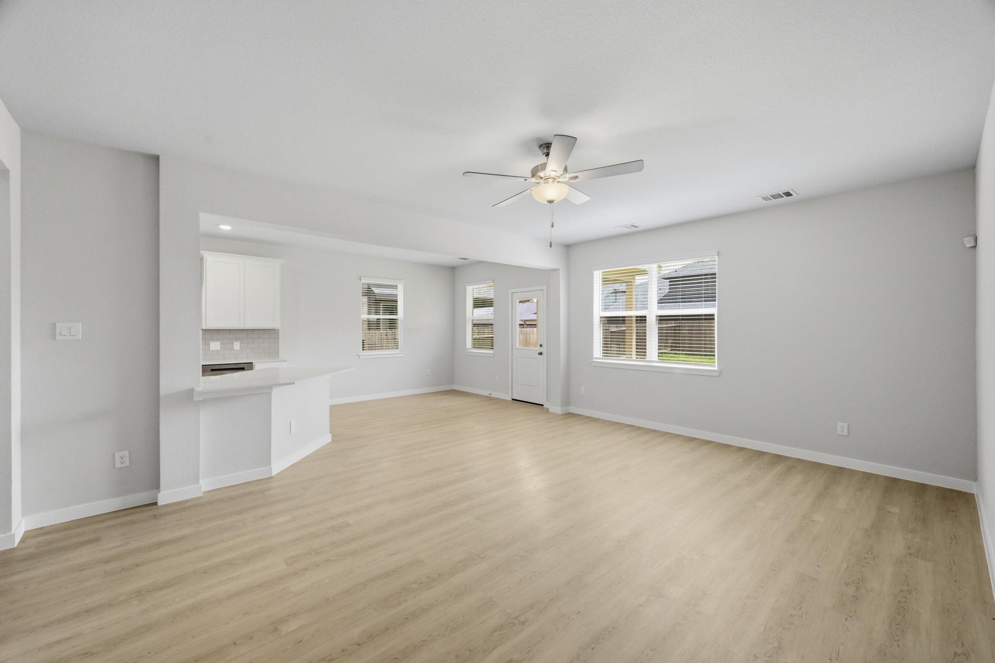 A large empty living room.