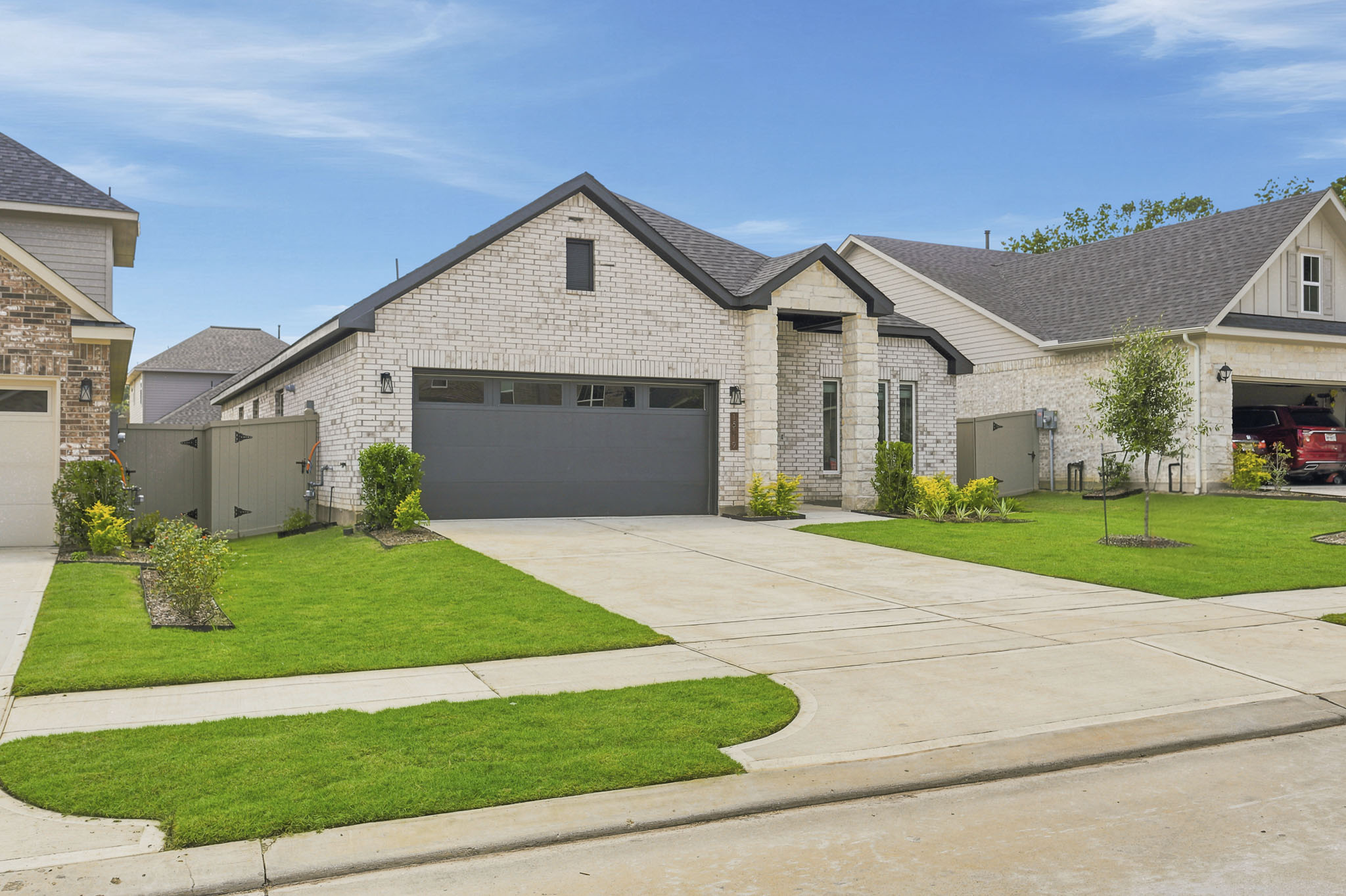 A house with a driveway.