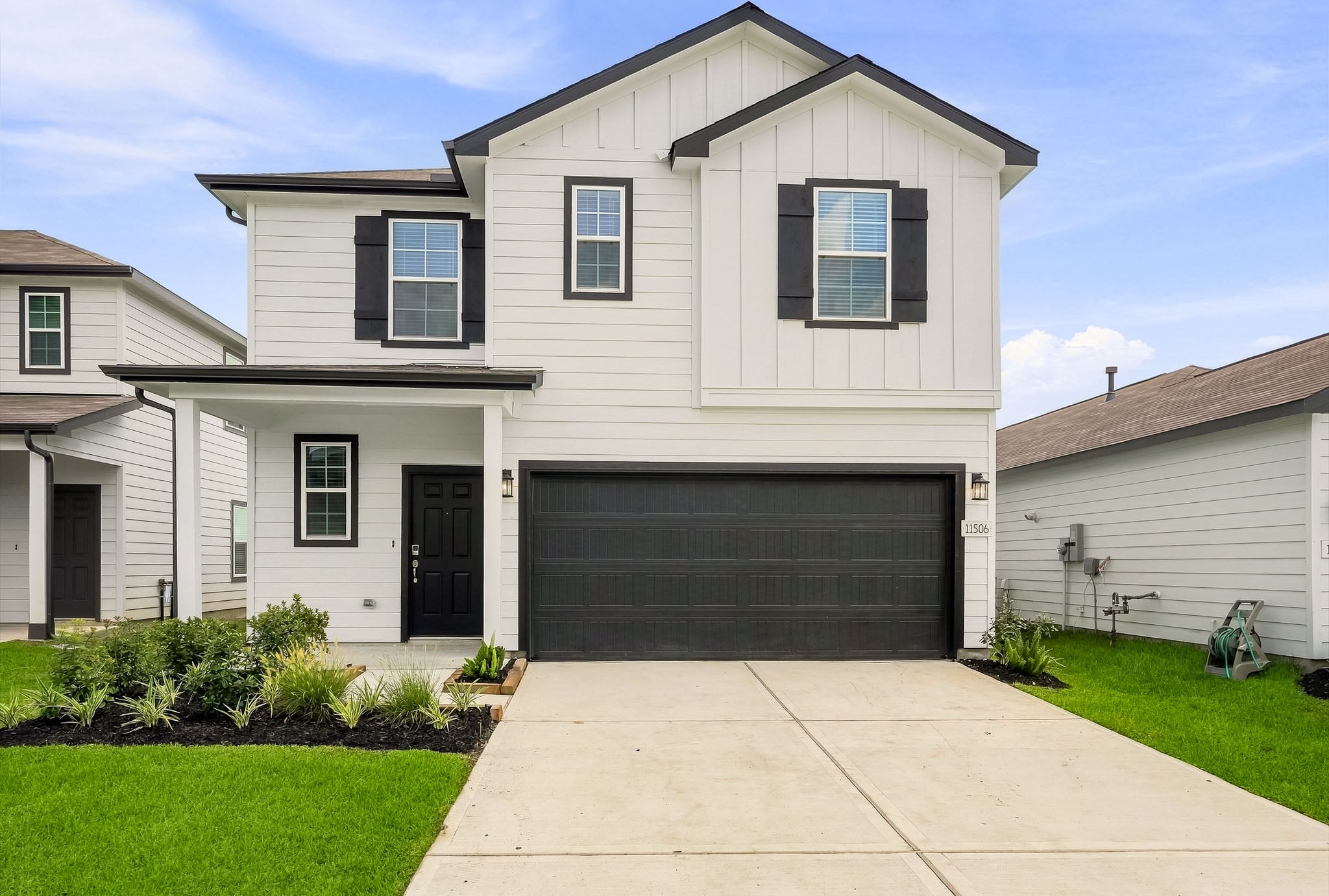 A house with a garage.