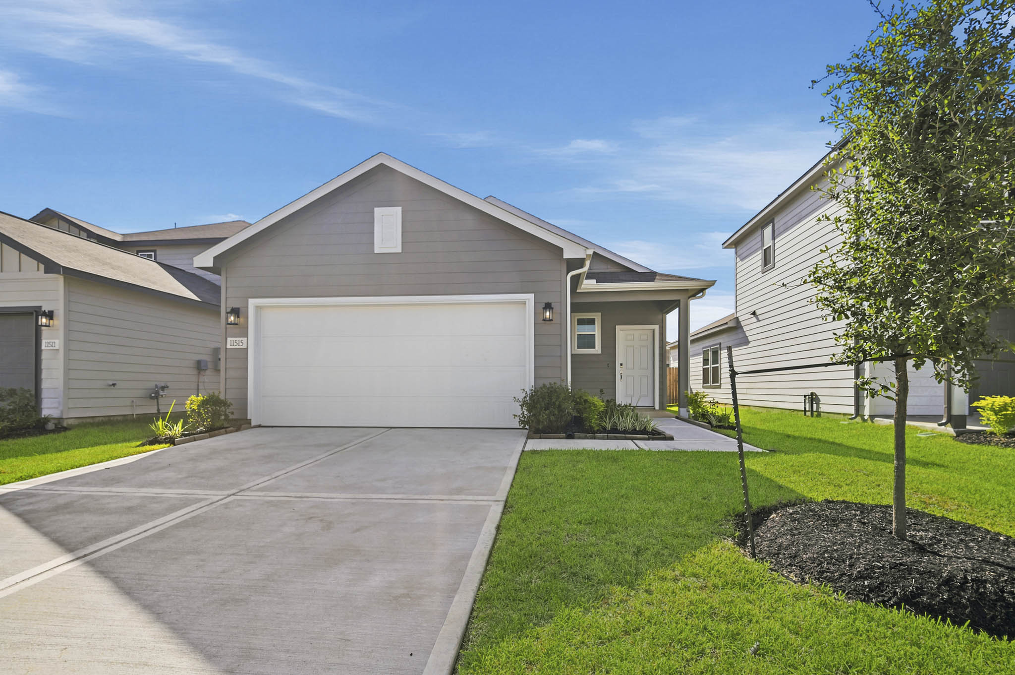 A house with a driveway.