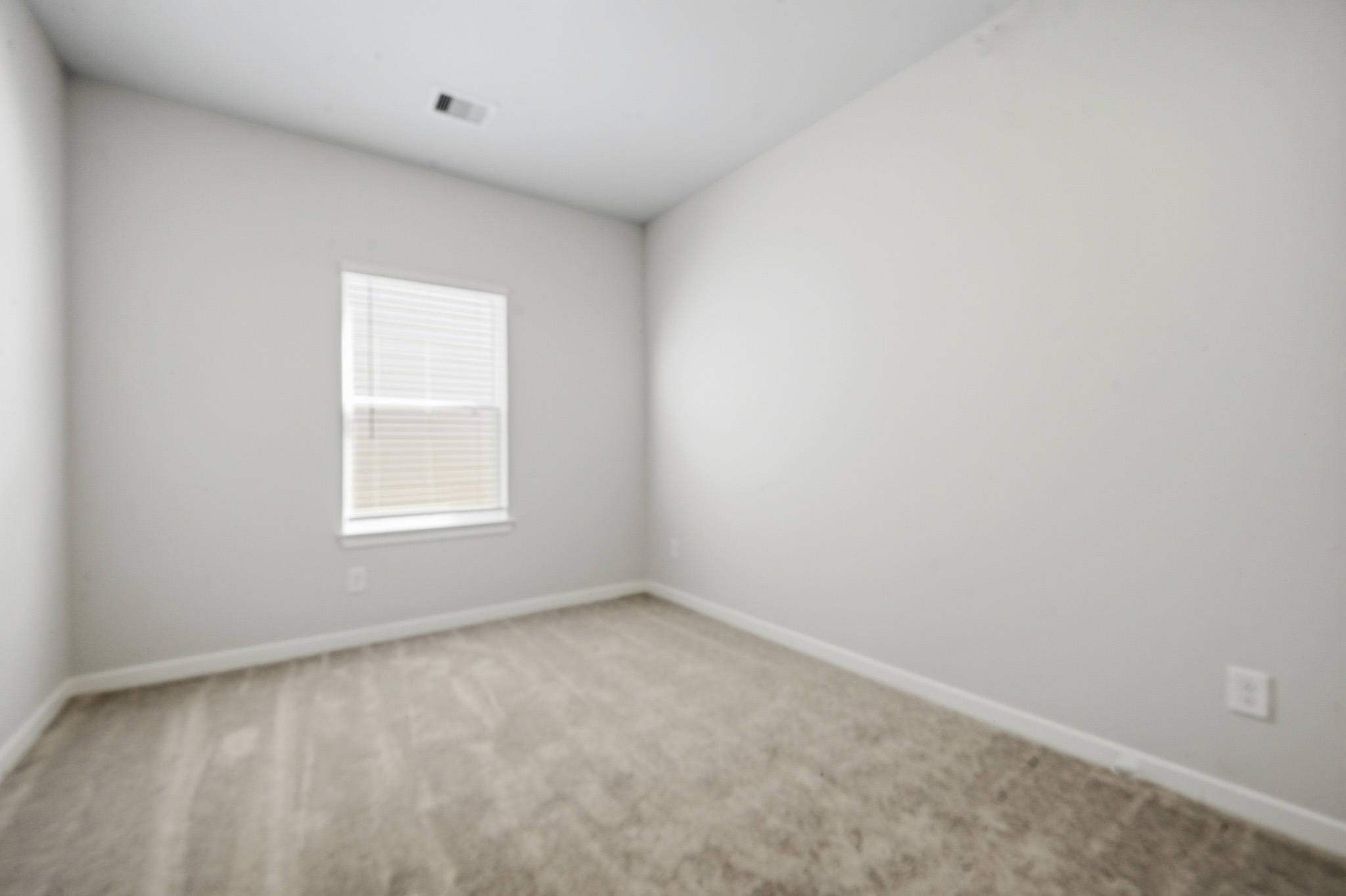 A room with a carpet and a window.