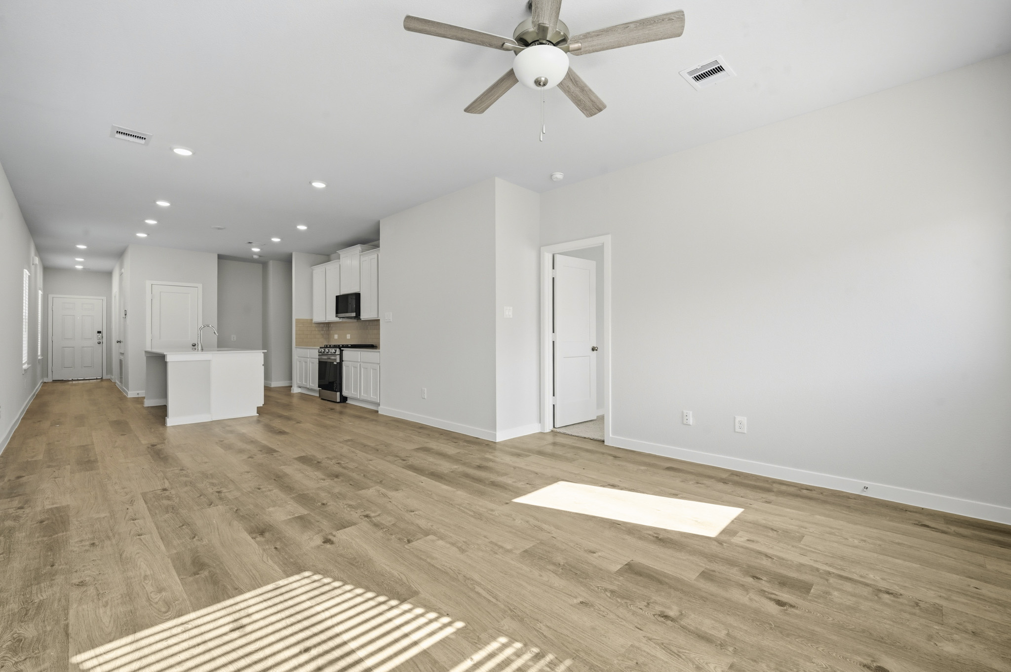 A large empty living room.