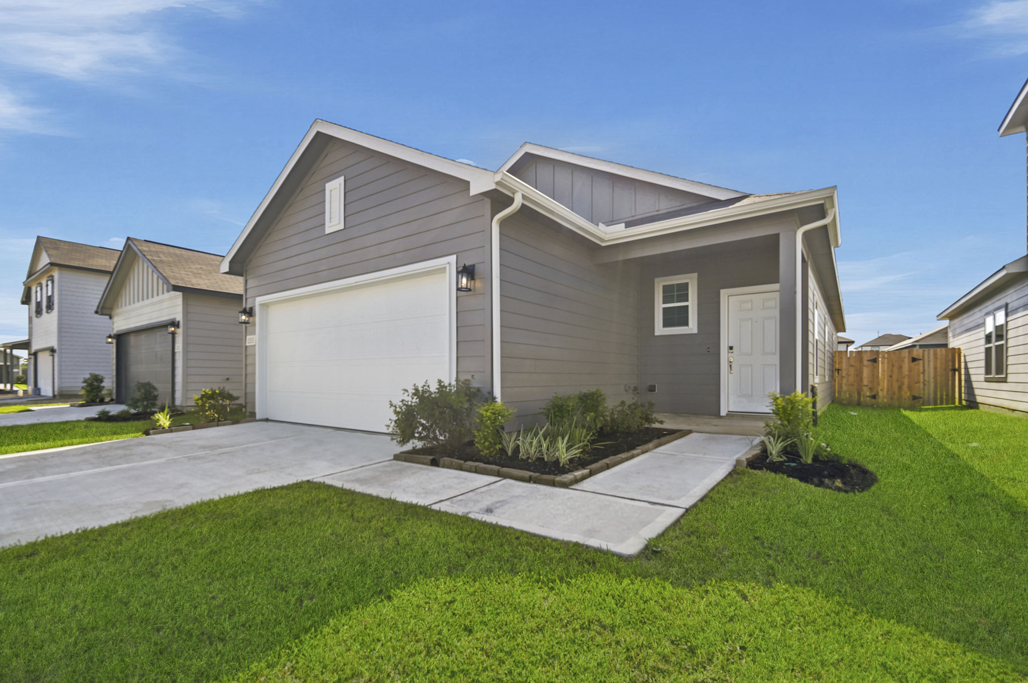 A house with a driveway.