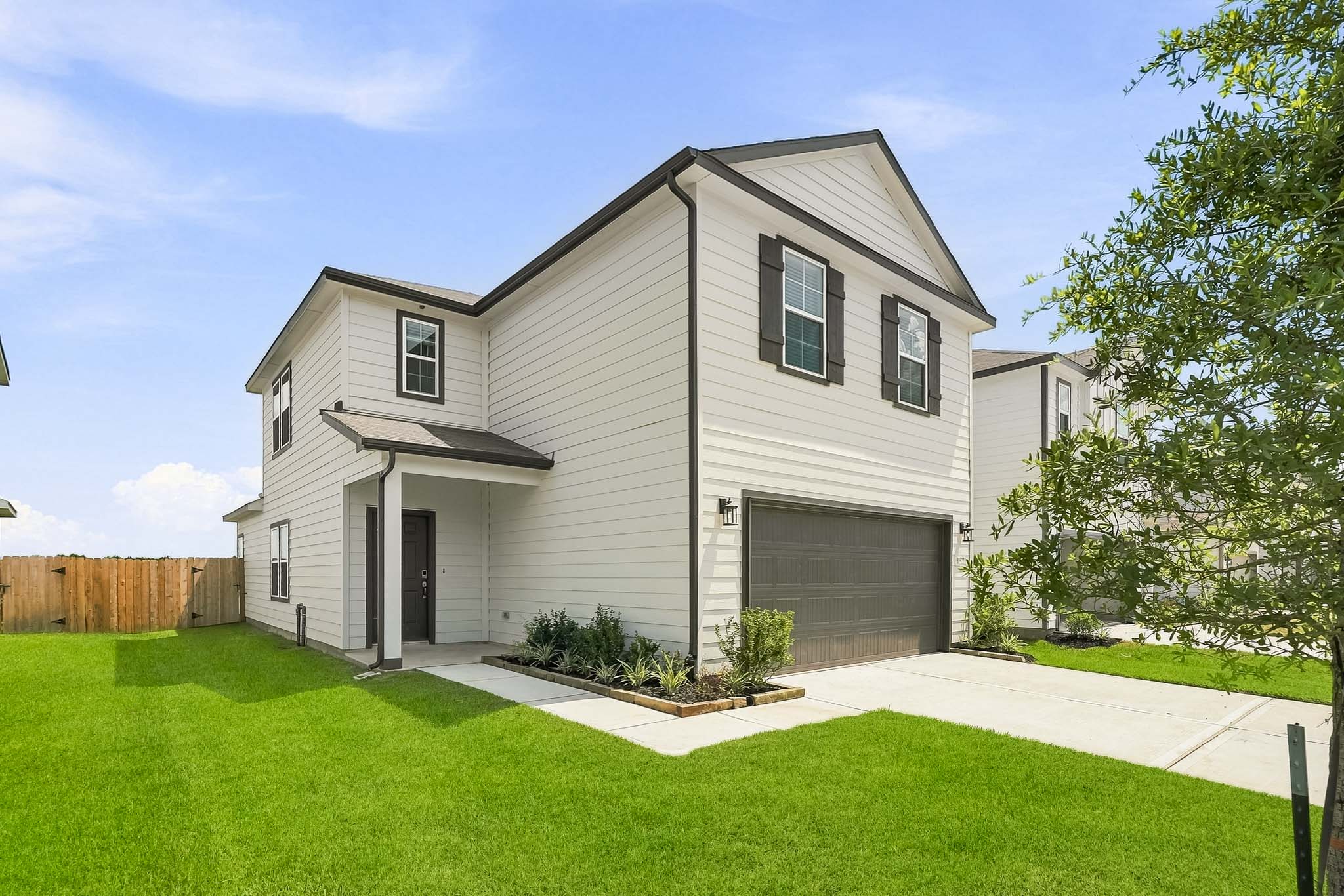 A house with a garage.
