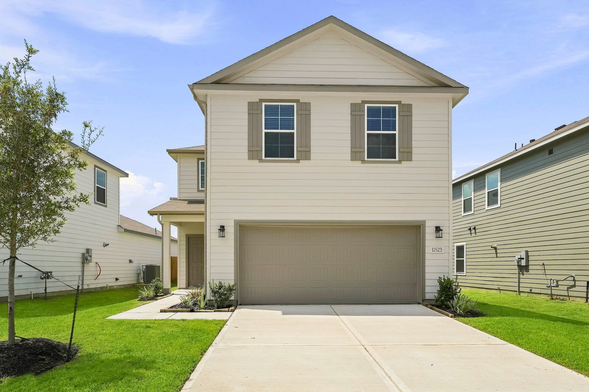 A house with a garage.