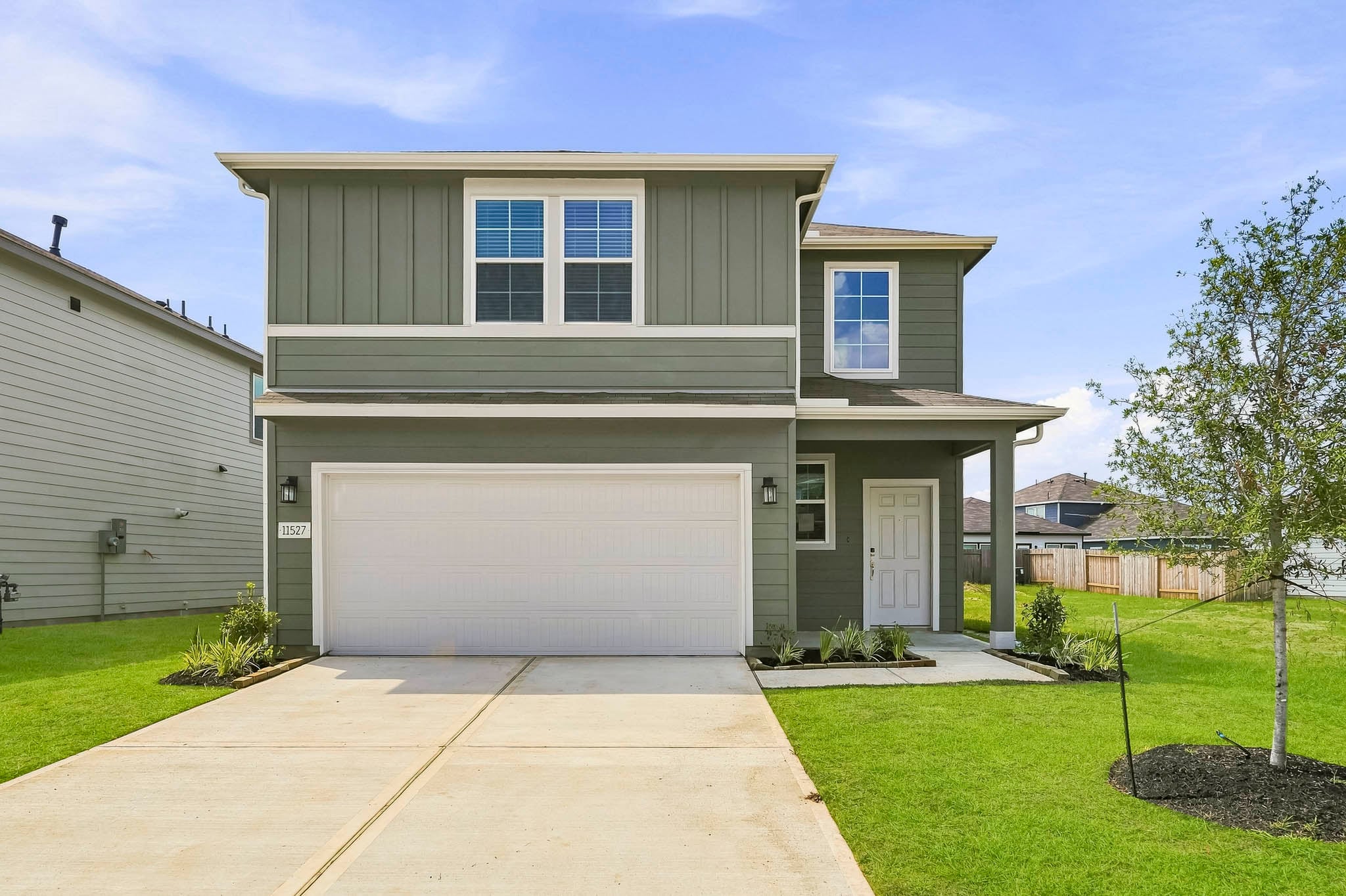 A house with a garage.