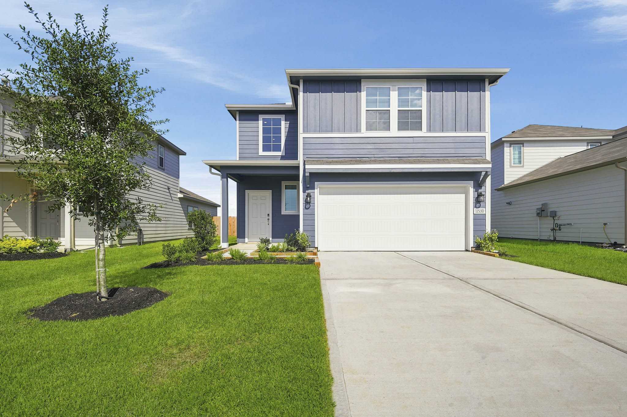 A house with a driveway.