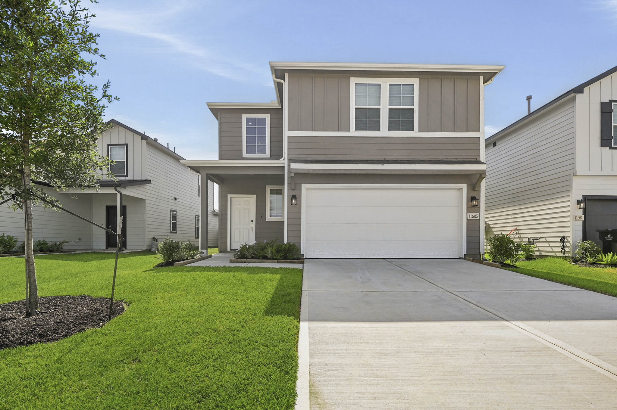 A house with a driveway.
