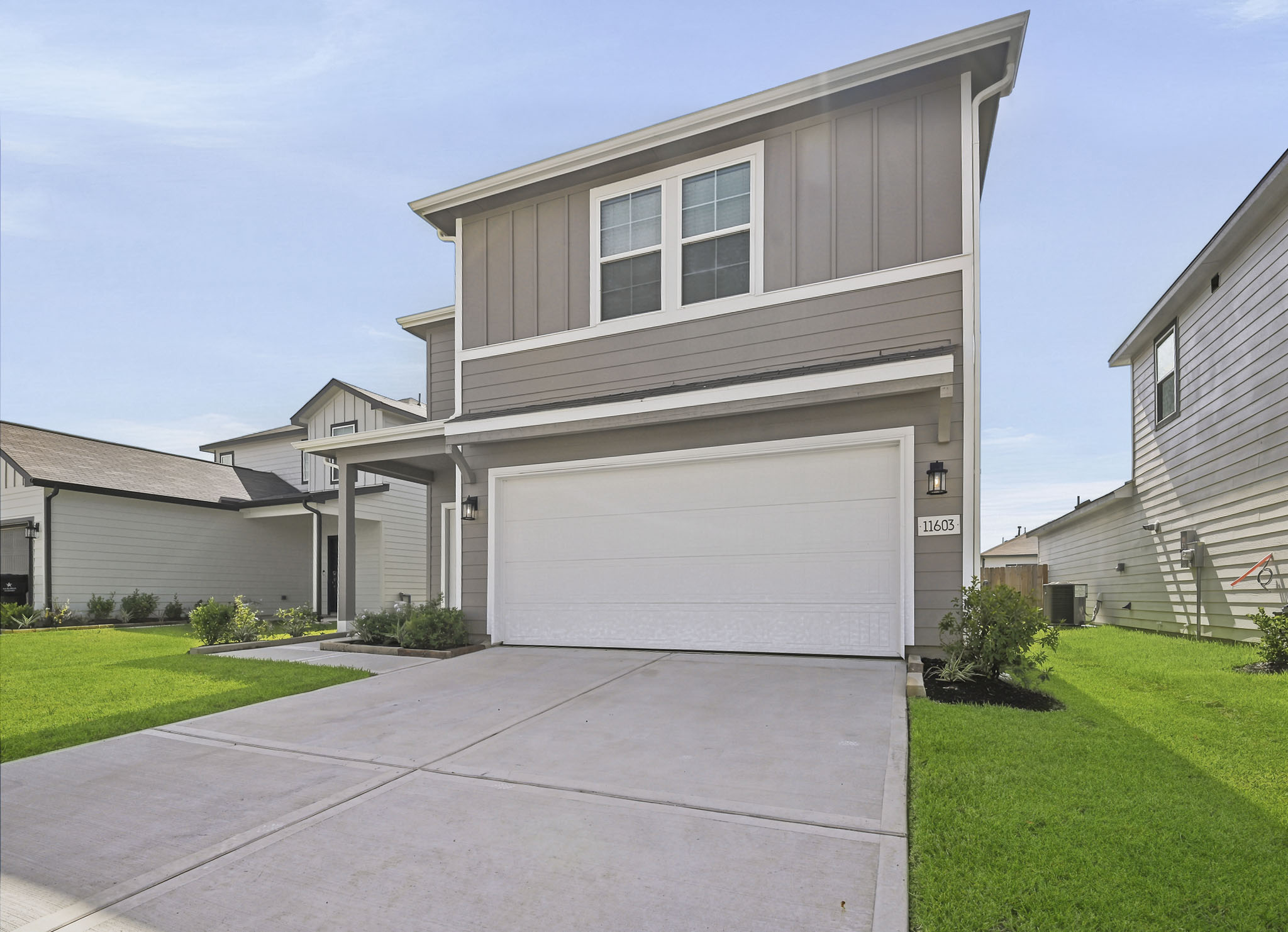 A house with a garage.
