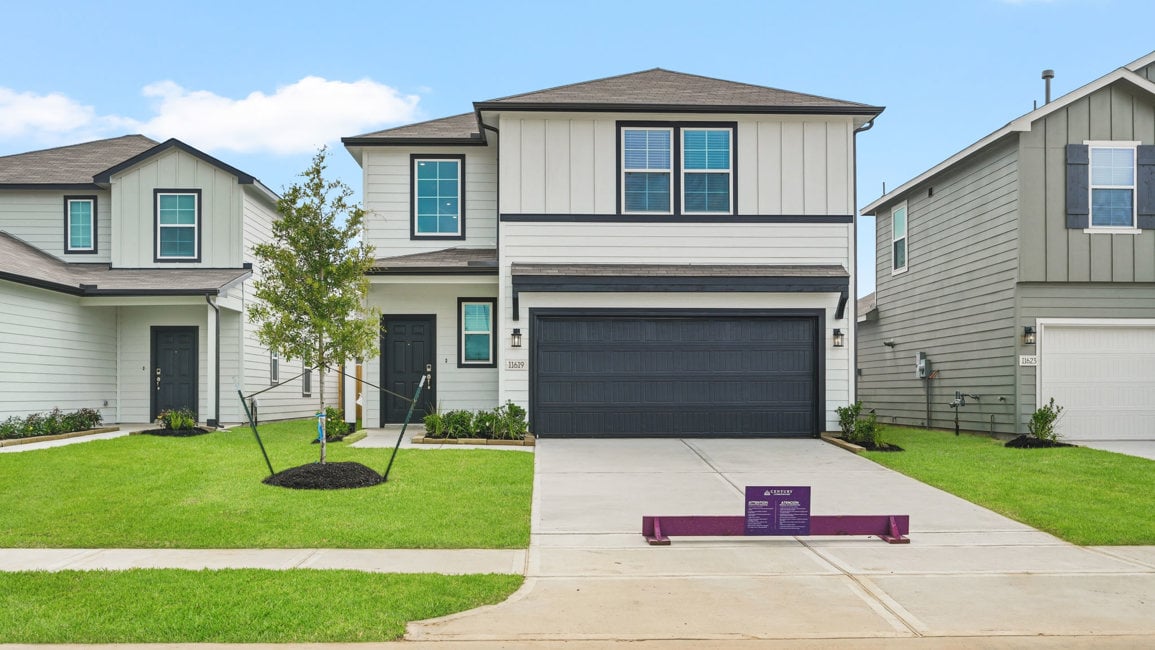 A house with a driveway.