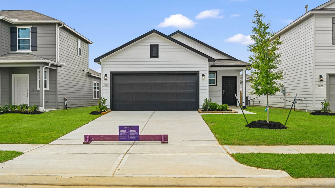 A house with a driveway.