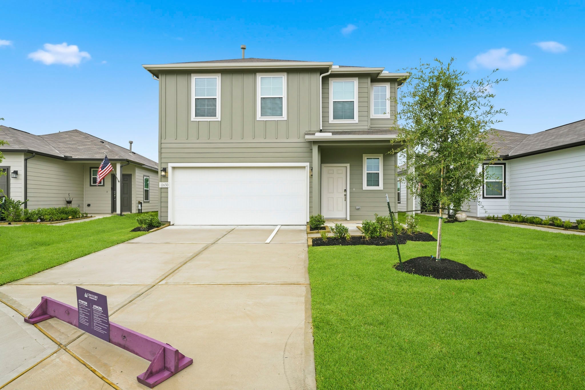 A house with a driveway.