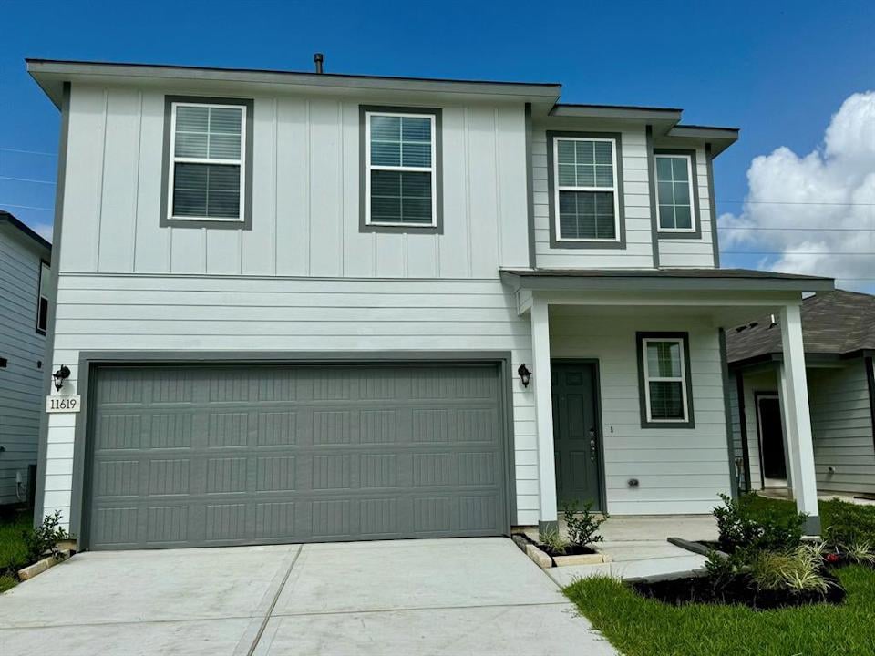 A house with a garage.
