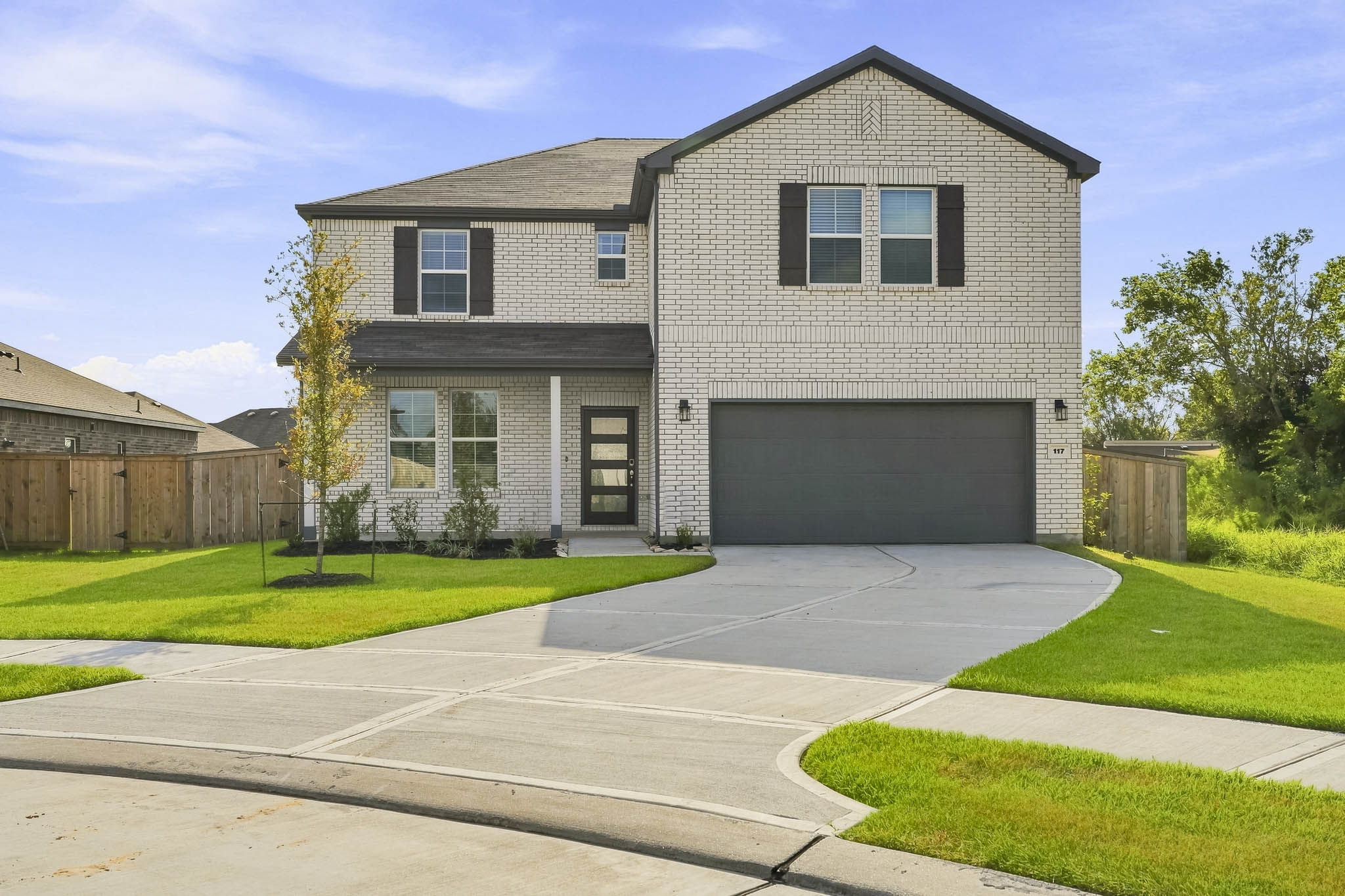 A house with a driveway.