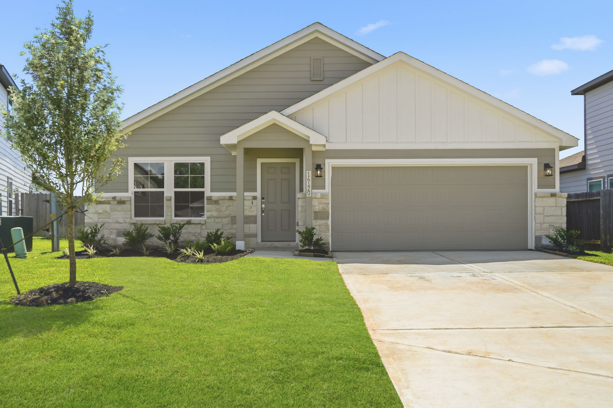 A house with a garage.