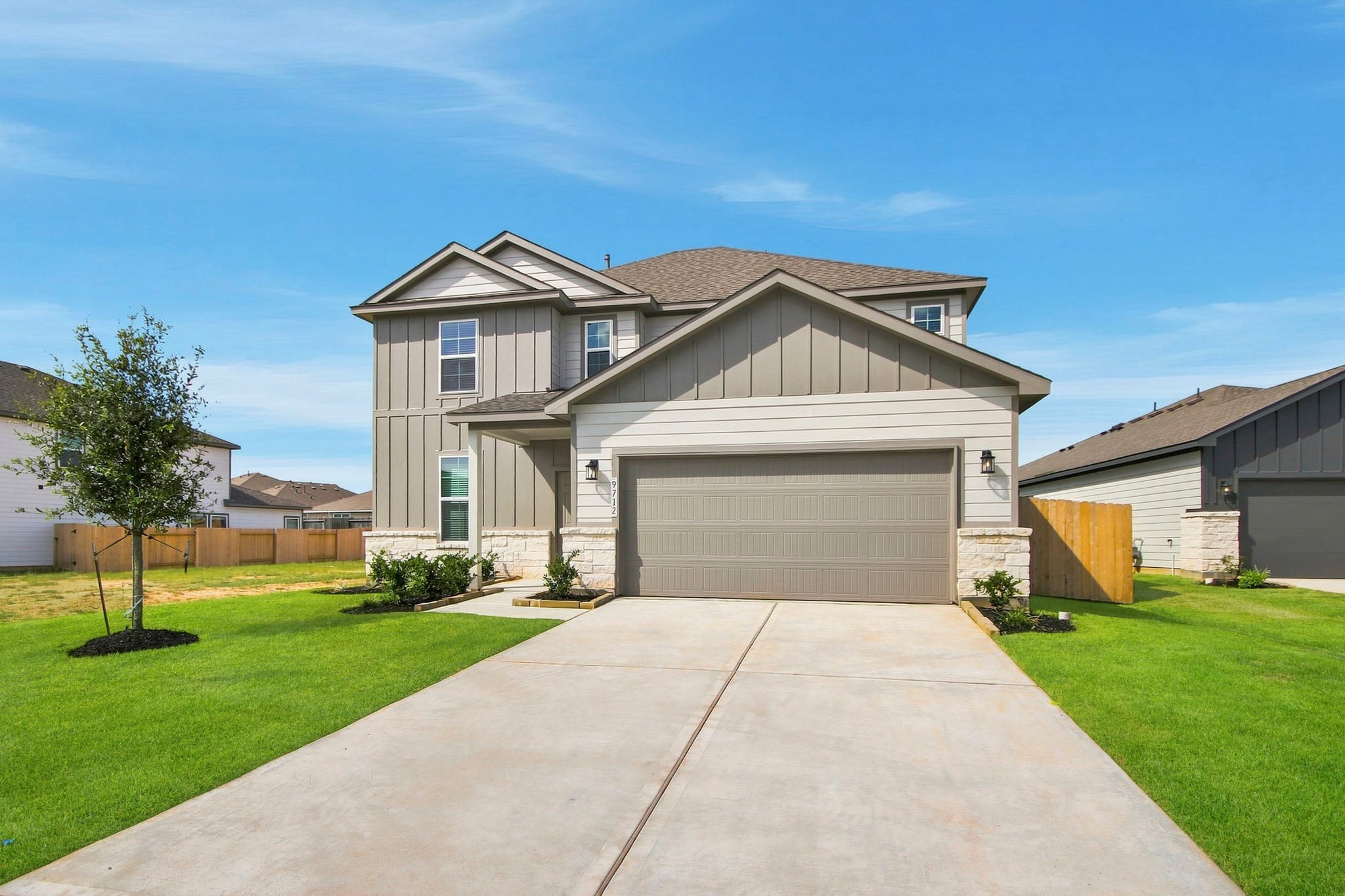 A house with a driveway.