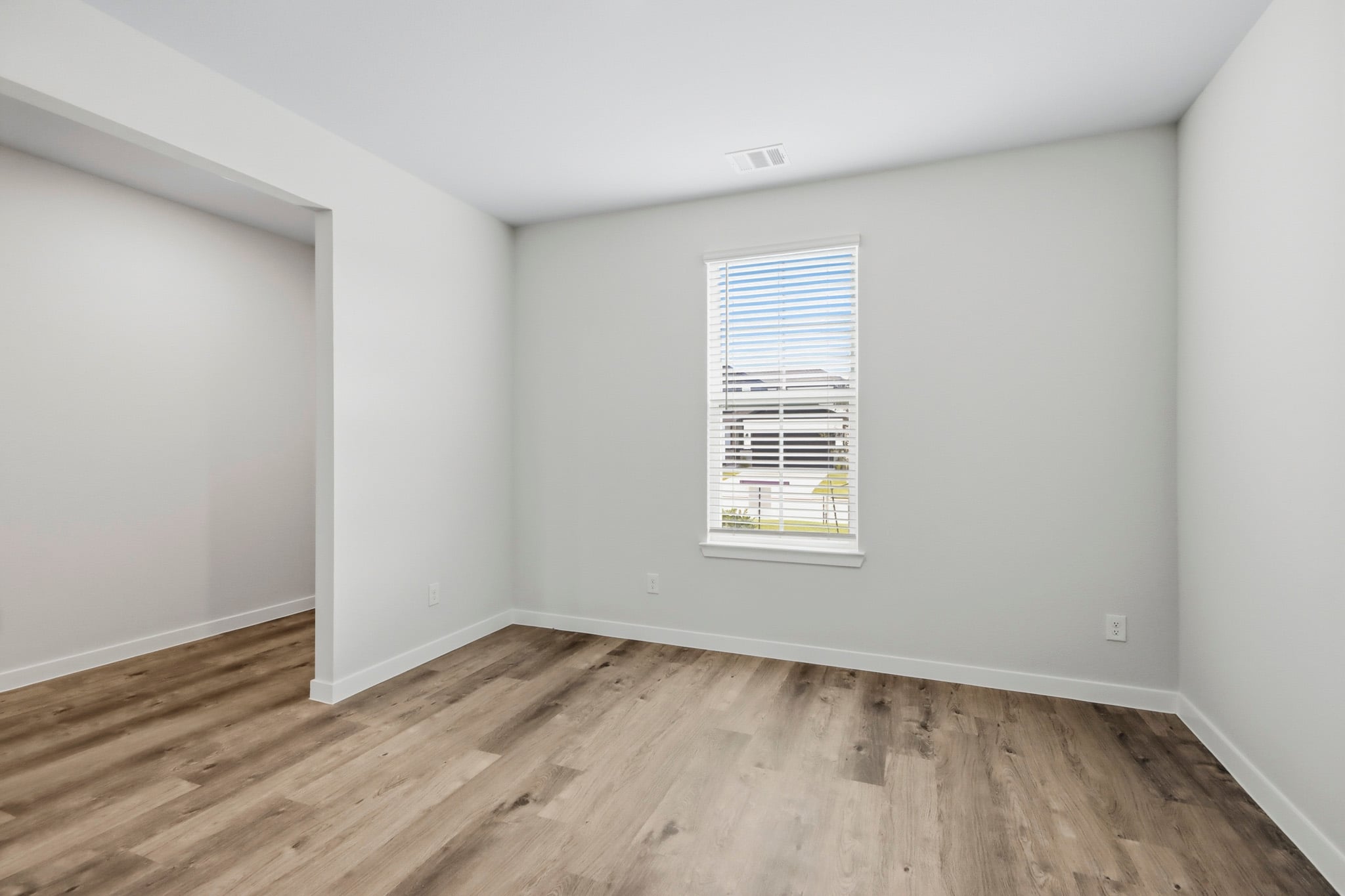 A room with a window.