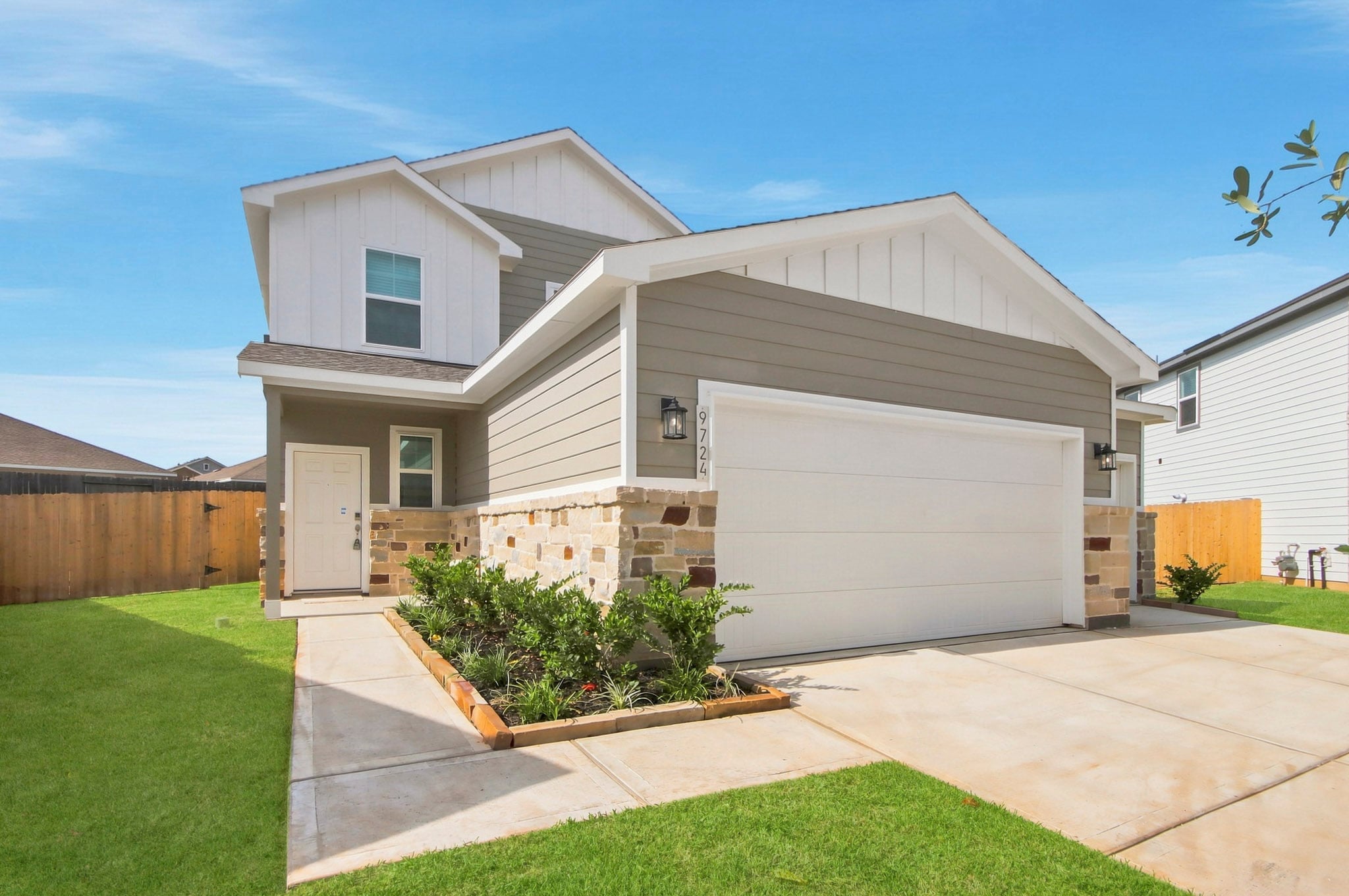 A house with a garage.